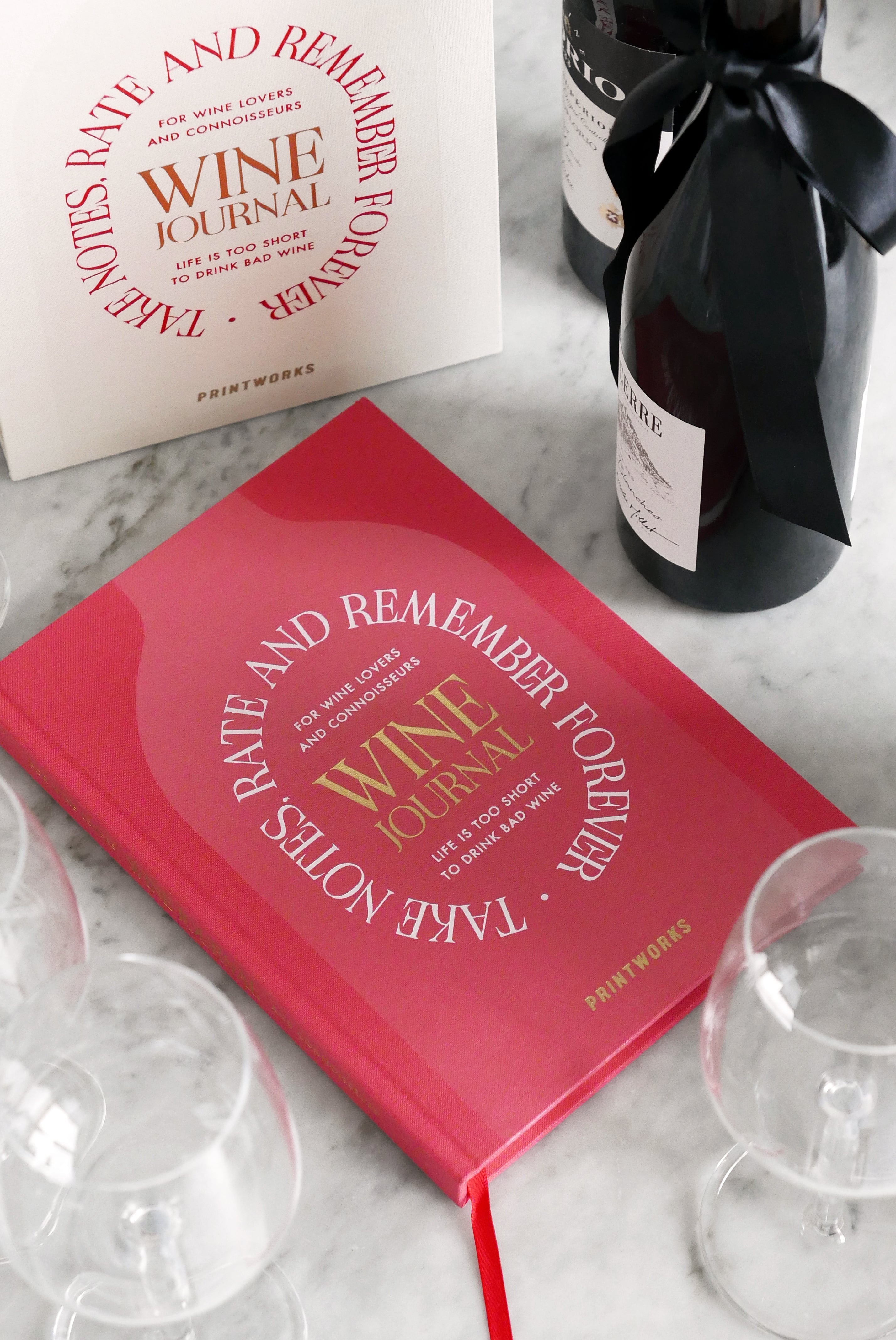 Wine Tasting Journal beige with red