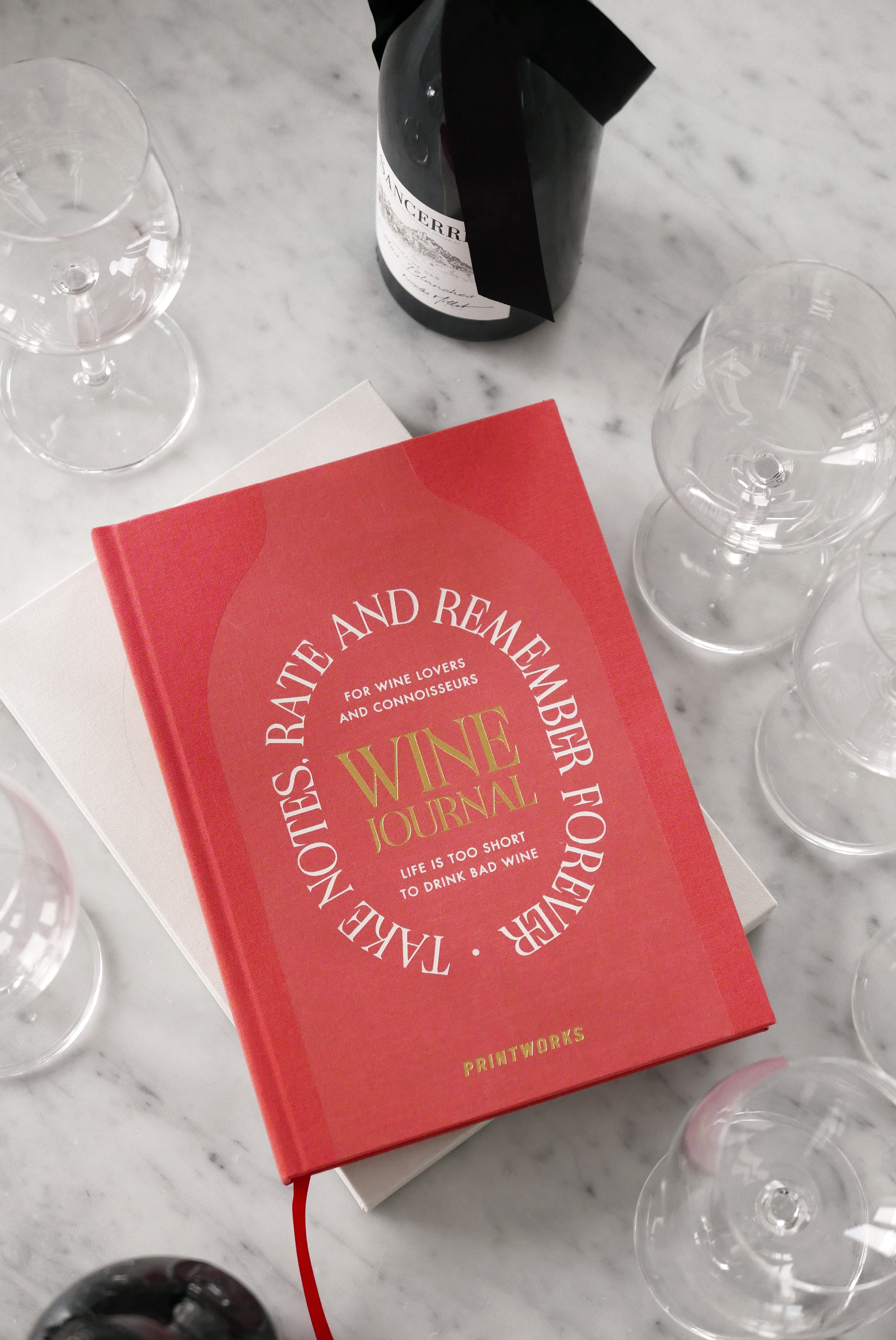 Wine Tasting Journal beige with red