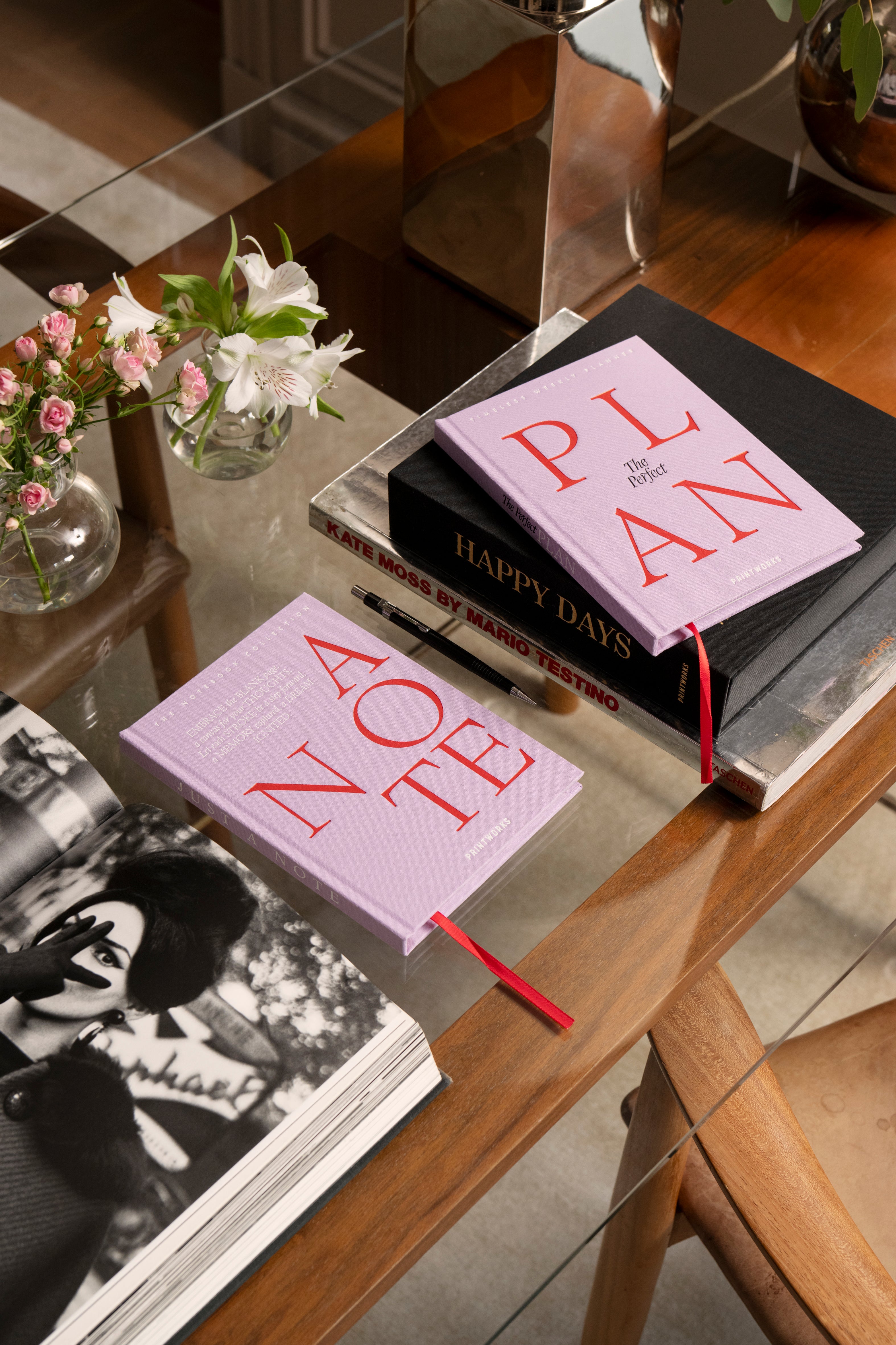 JUST A NOTE Purple Notebook with Red