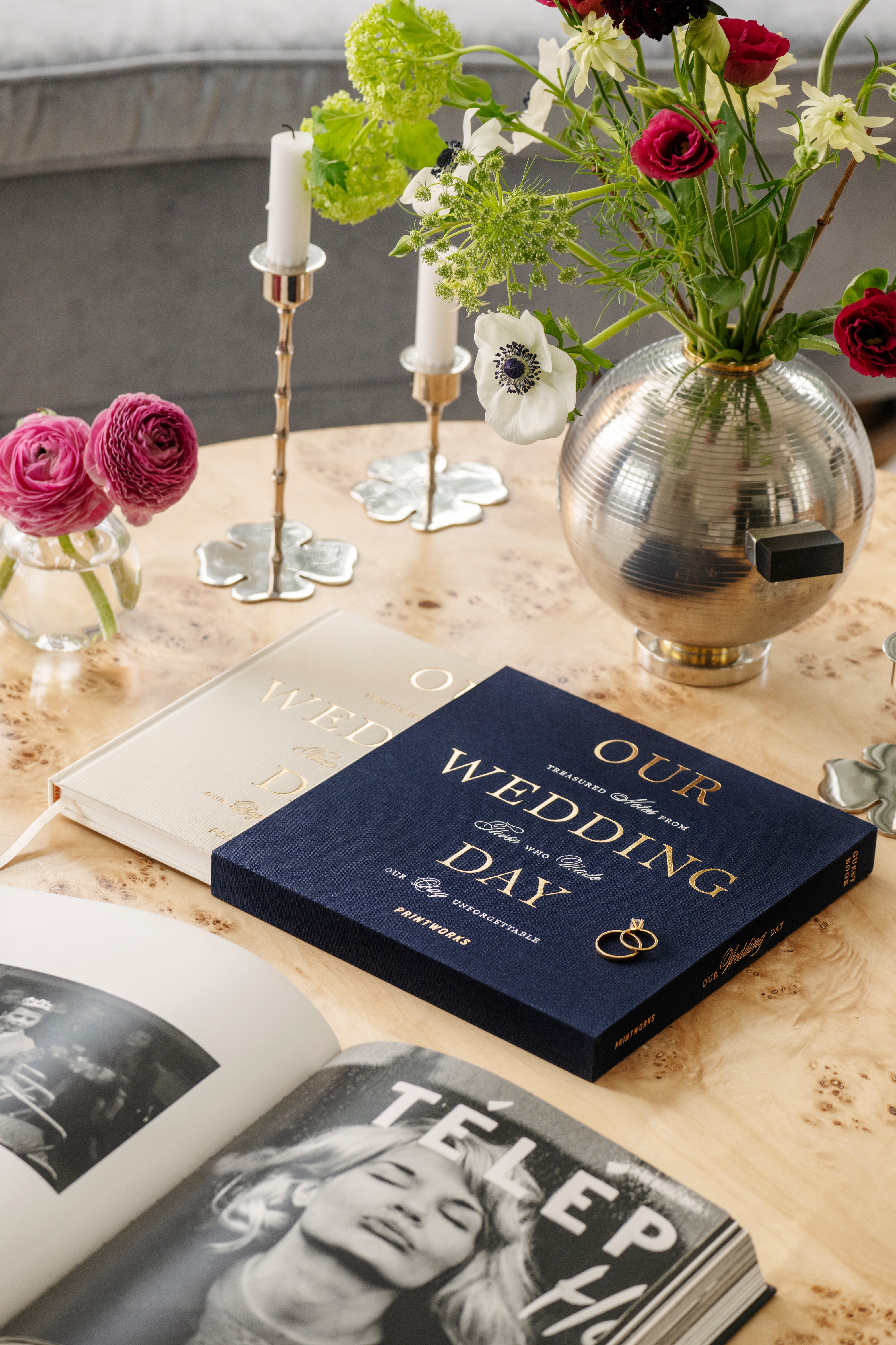 Guest Book OUR WEDDING DAY navy blue with white