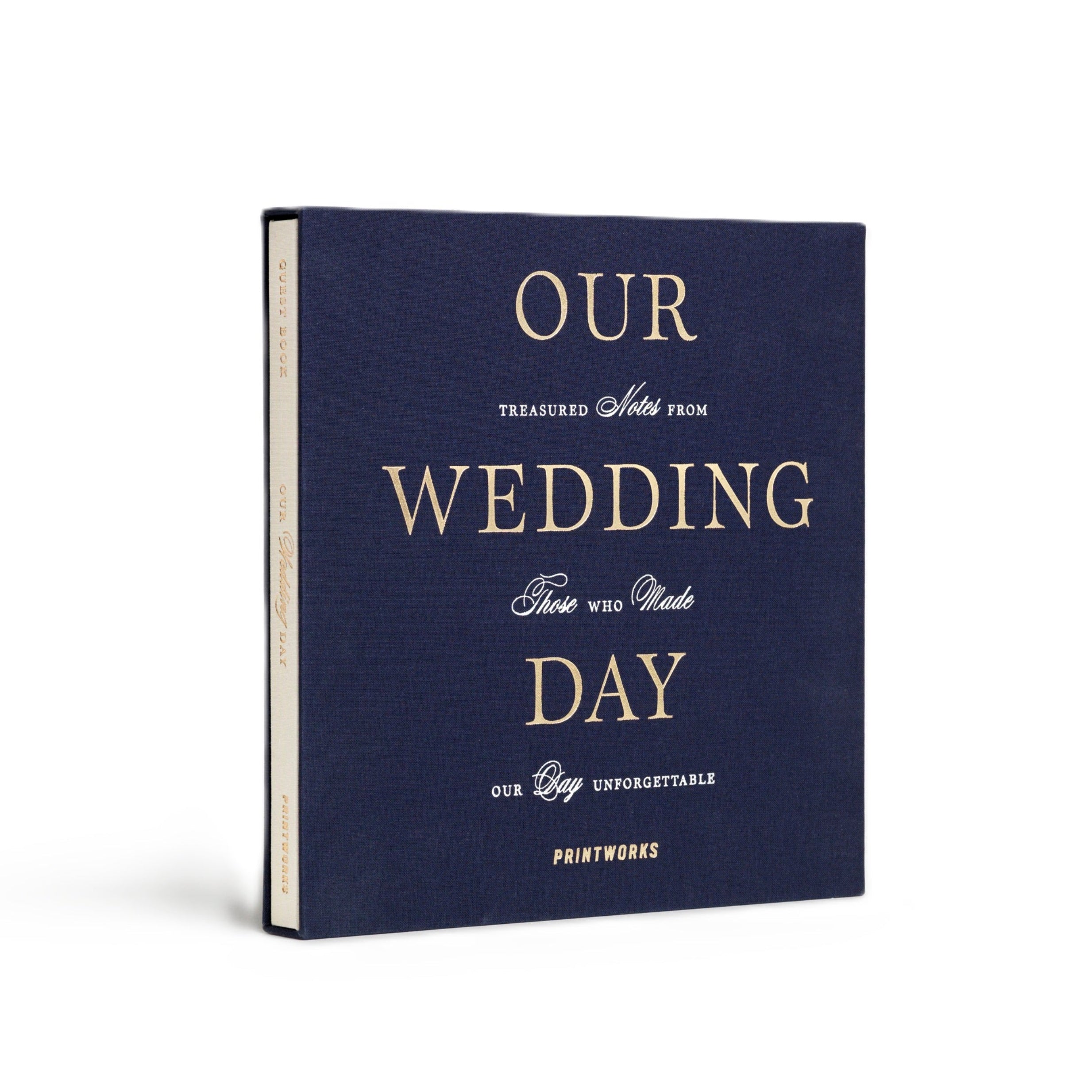 Guest Book OUR WEDDING DAY navy blue with white