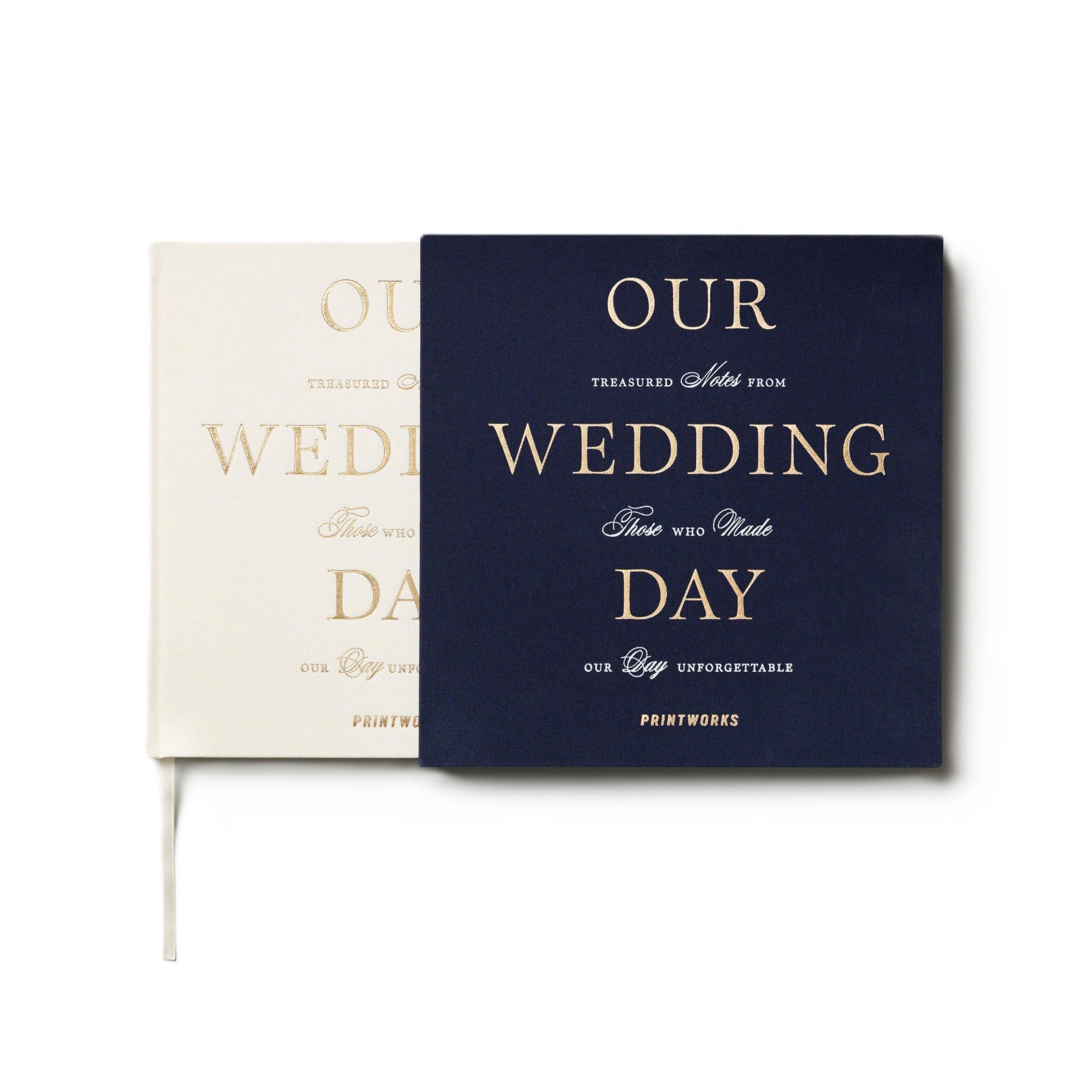 Guest Book OUR WEDDING DAY navy blue with white