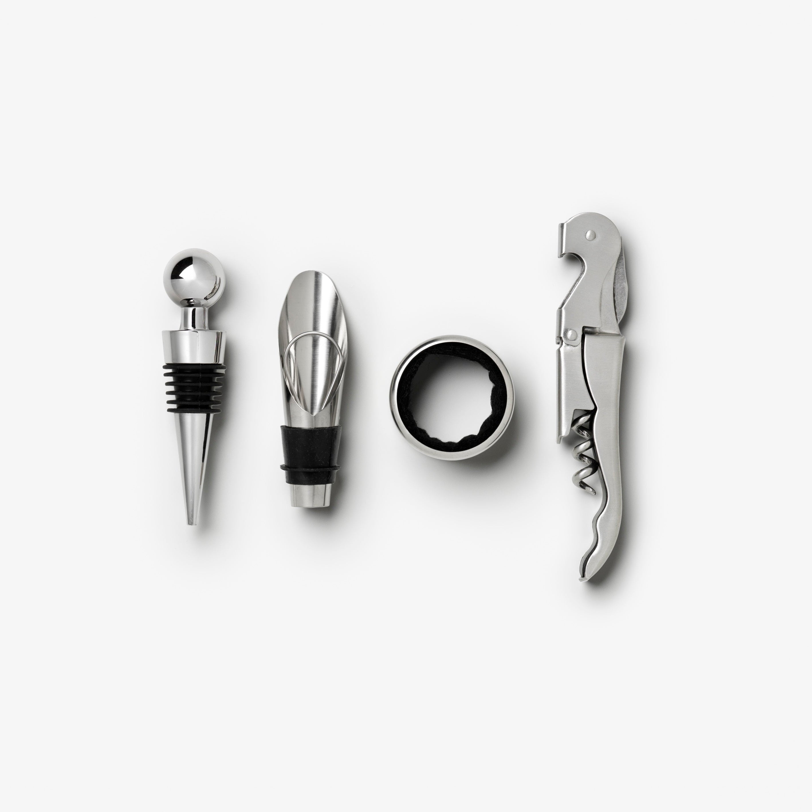 THE ESSENTIALS Wine Accessory Set Beige with Burgundy