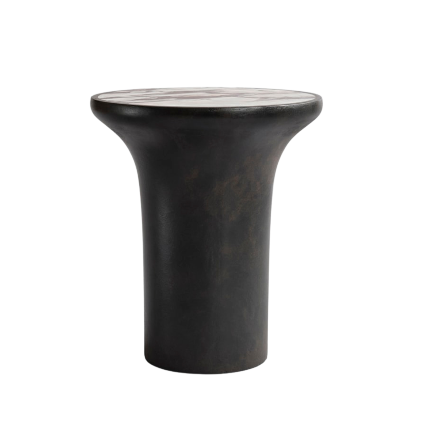 TRUMPET side table in concrete with marble
