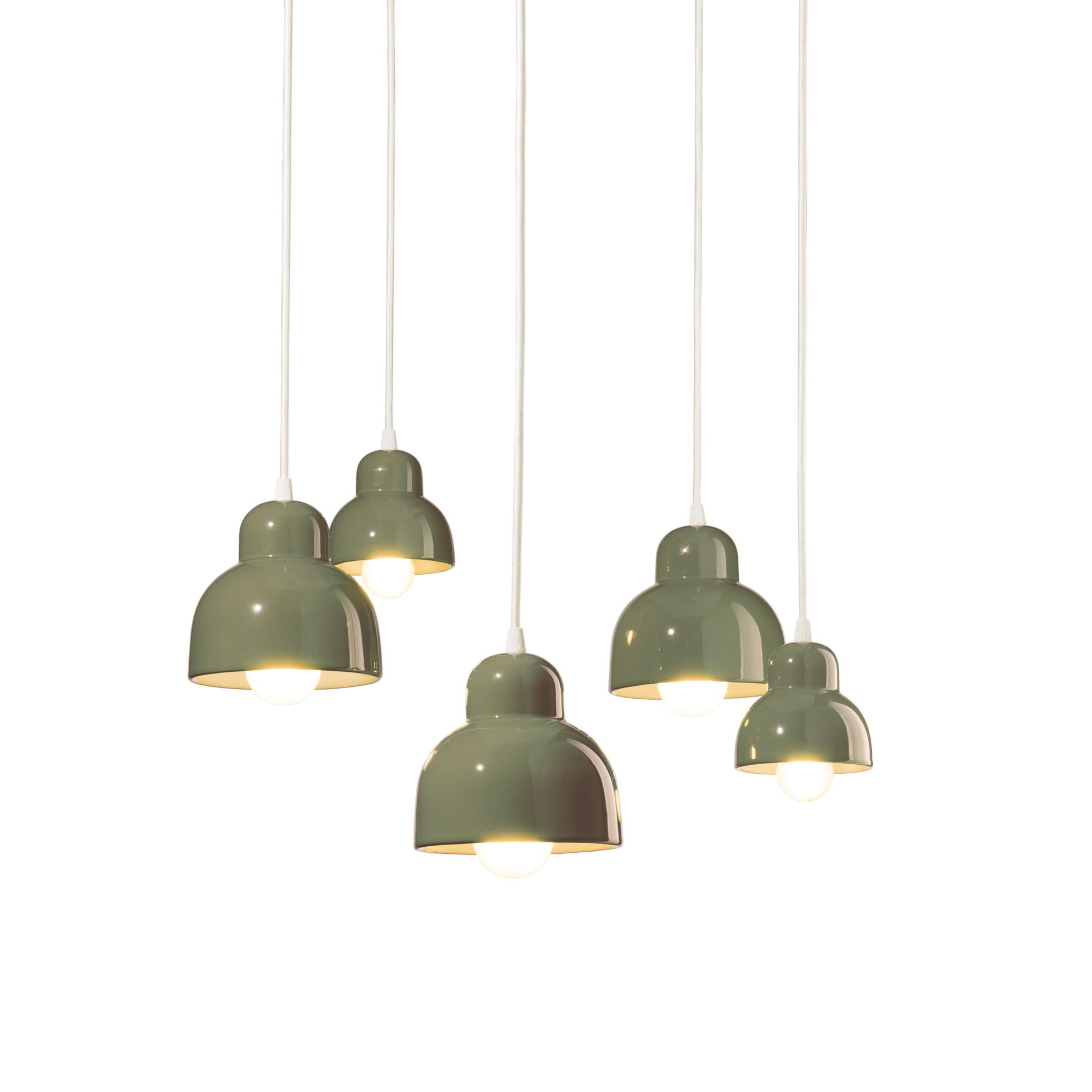 Sage green ceramic chandelier BERIMBAU