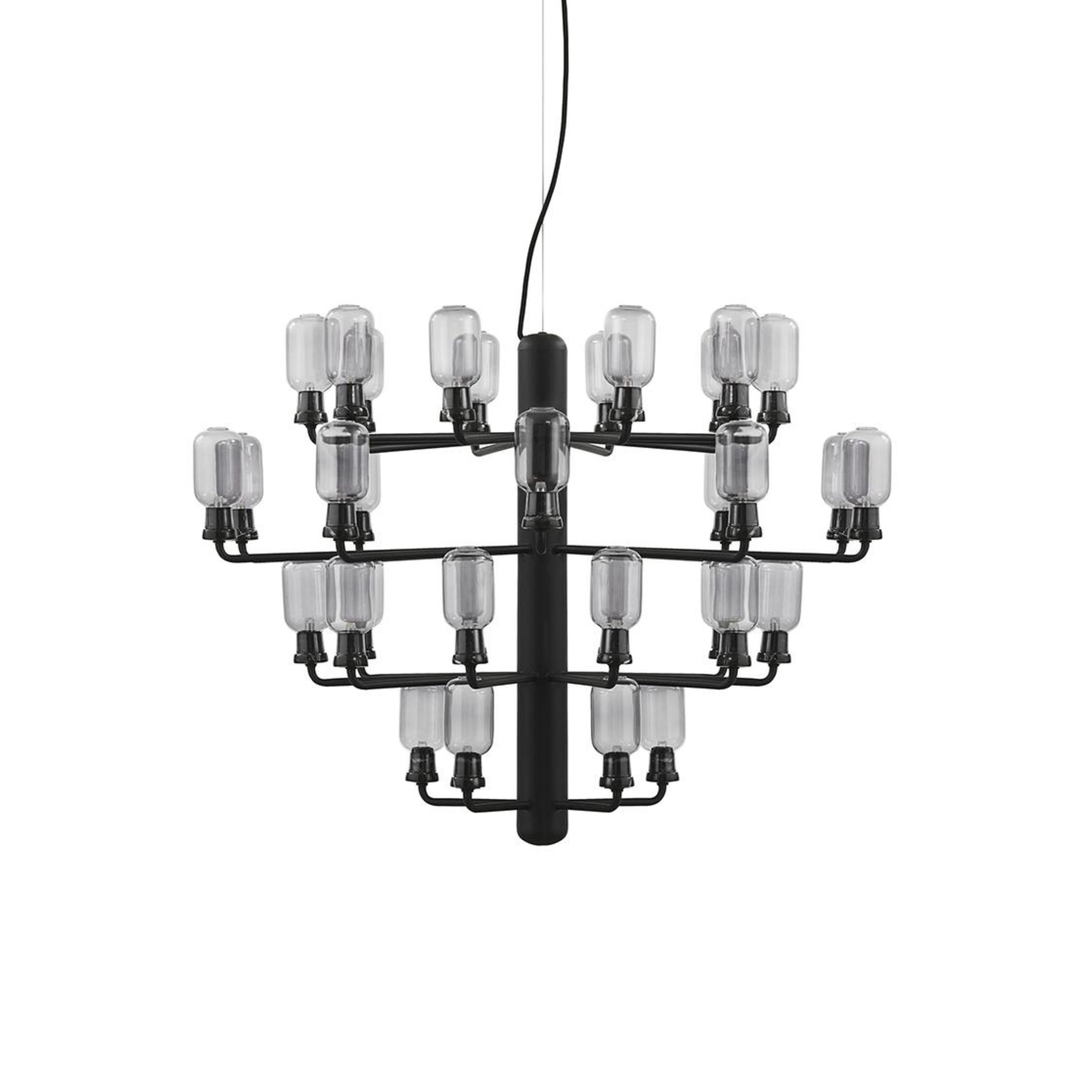AMP chandelier with smoked glass and black marble