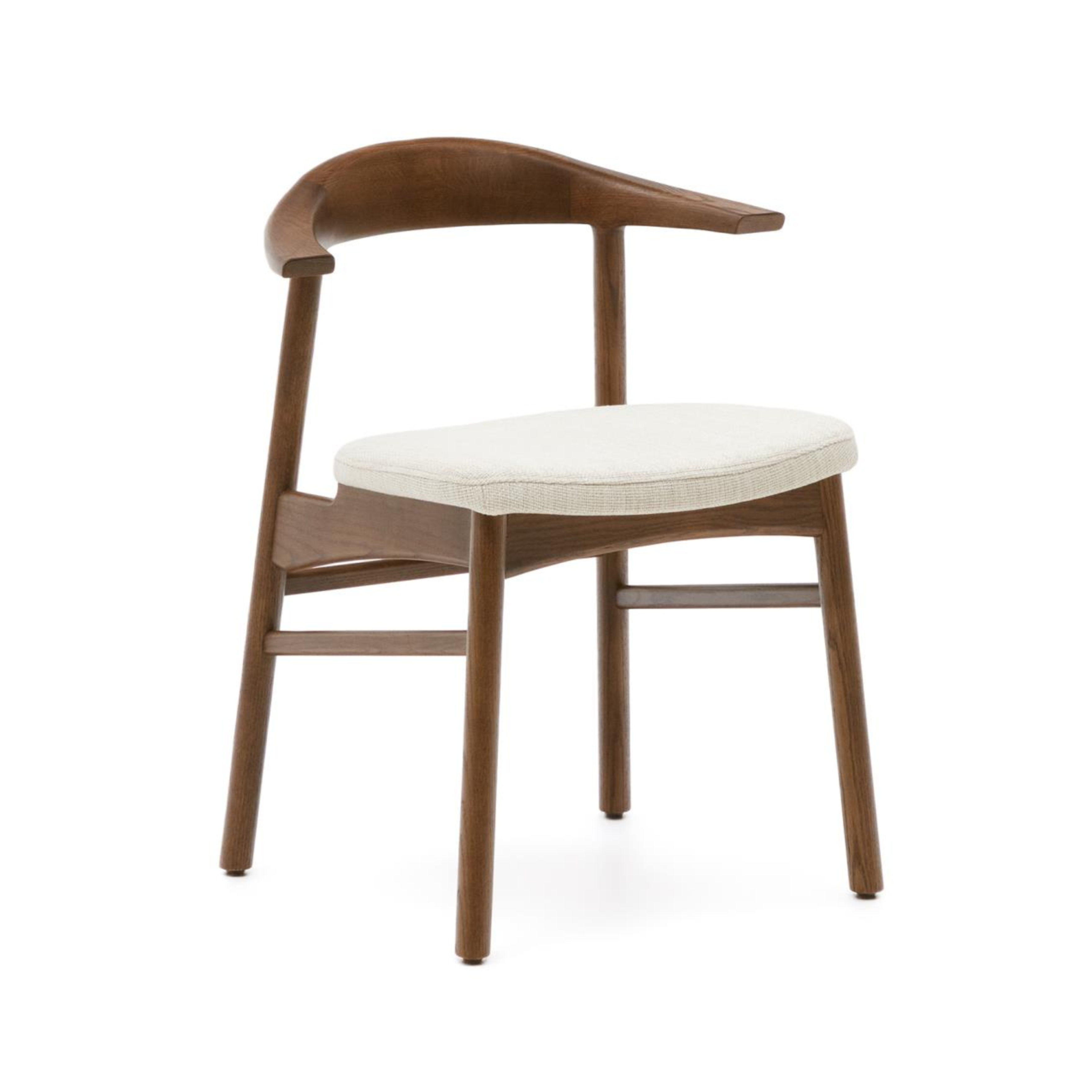 Stolička TIMONS béžový šenil s tmavým dubovým podstavcom