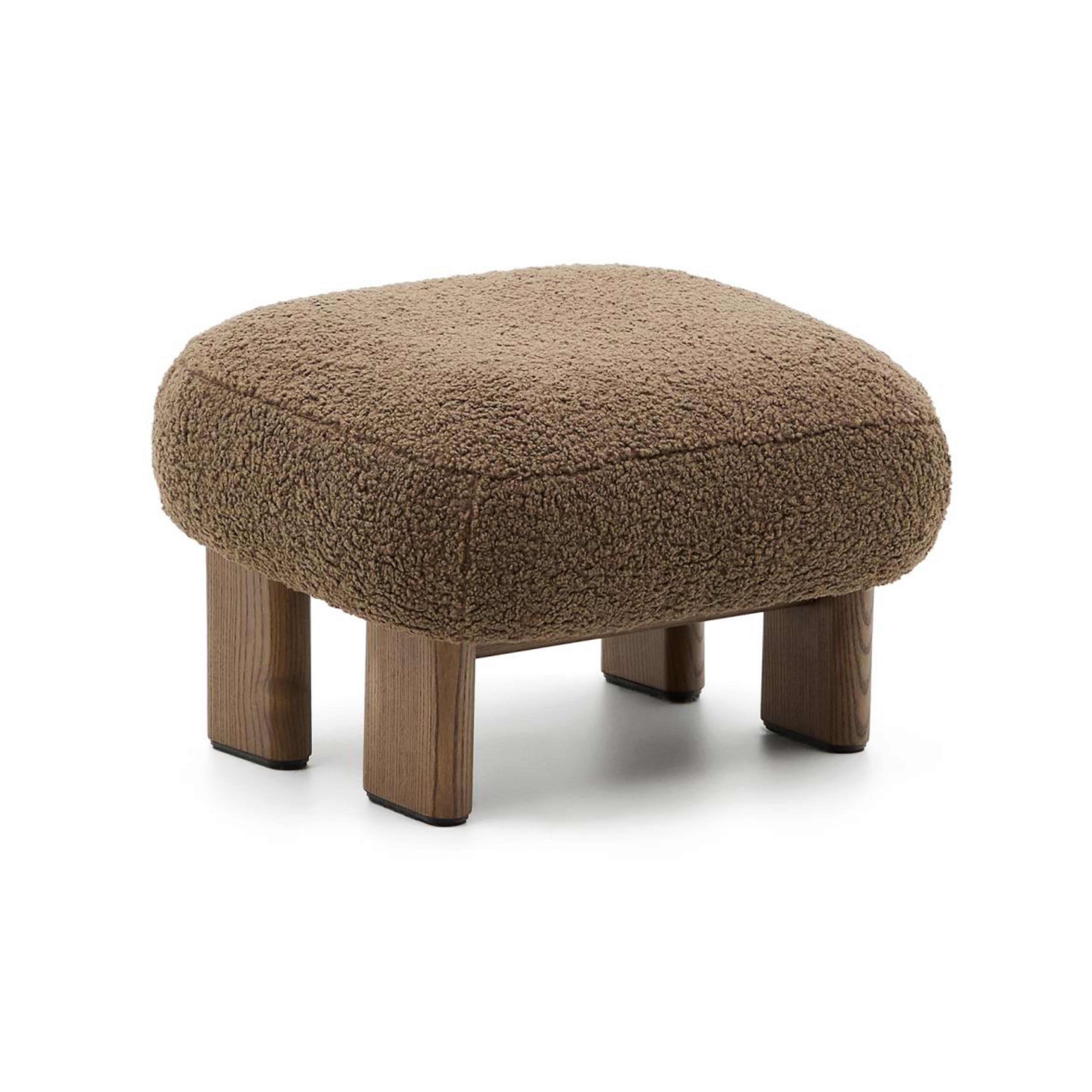 NEMA brown boucle pouf with a dark ash base