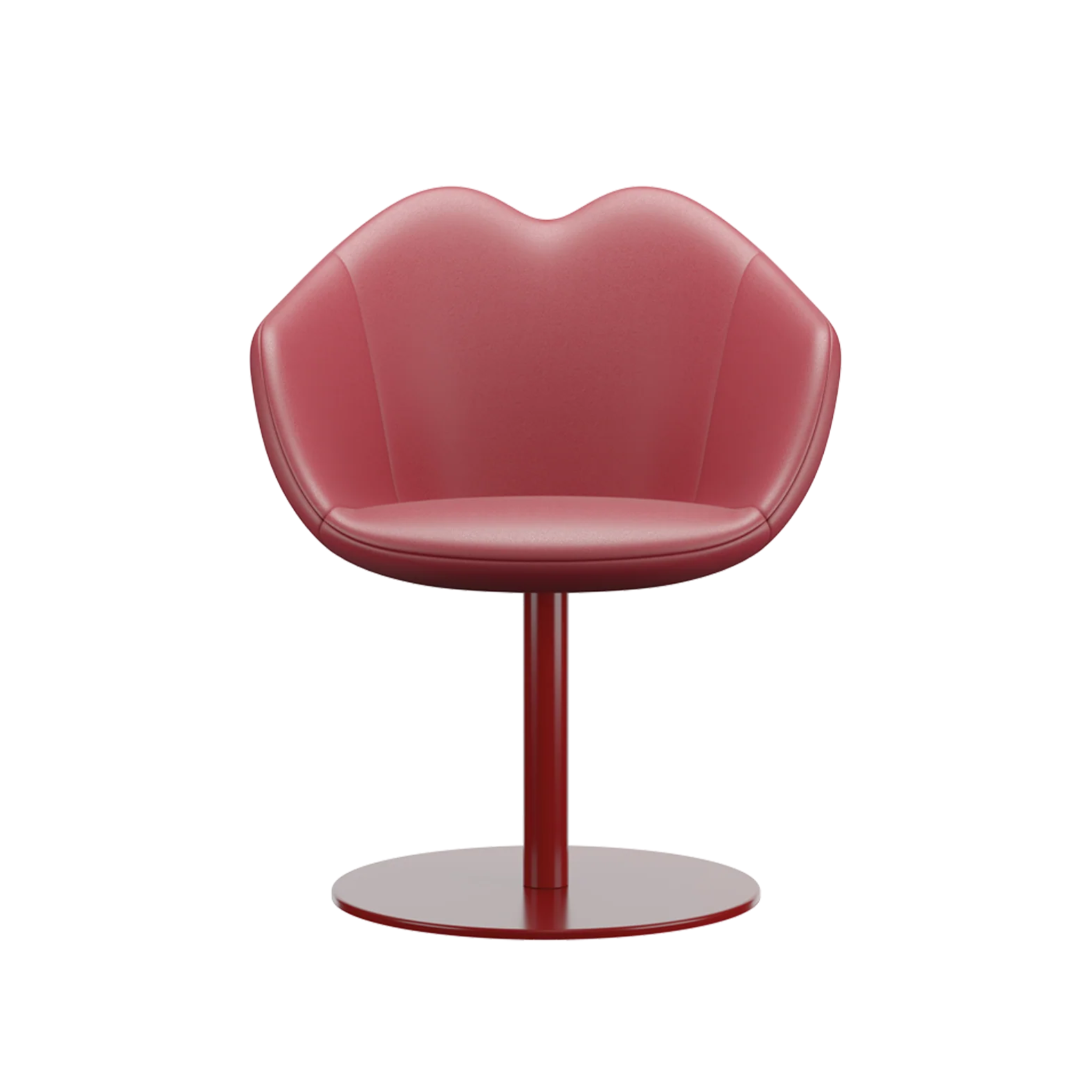Red leather armchair XOXO with a round base