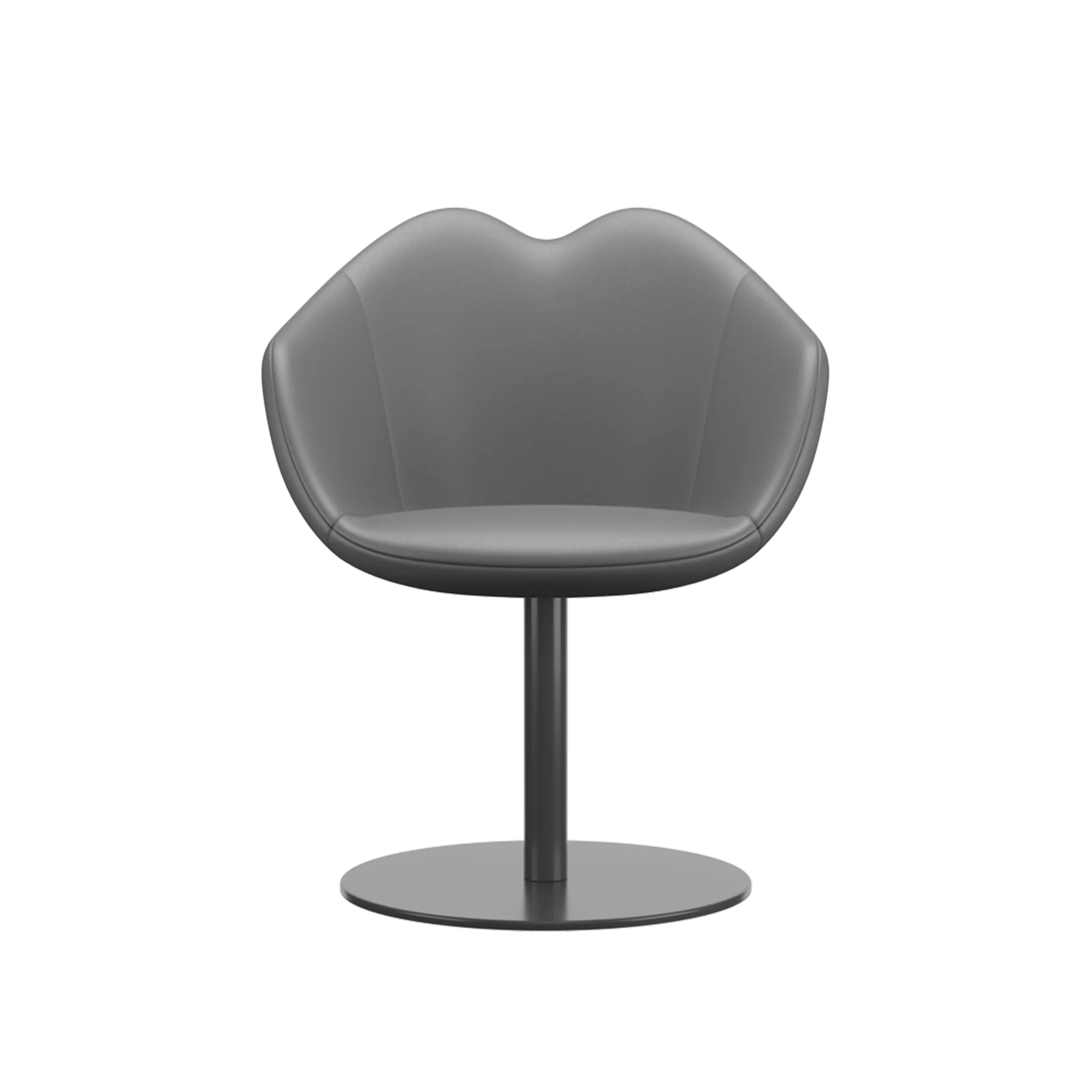 XOXO dark gray leather armchair with a round base