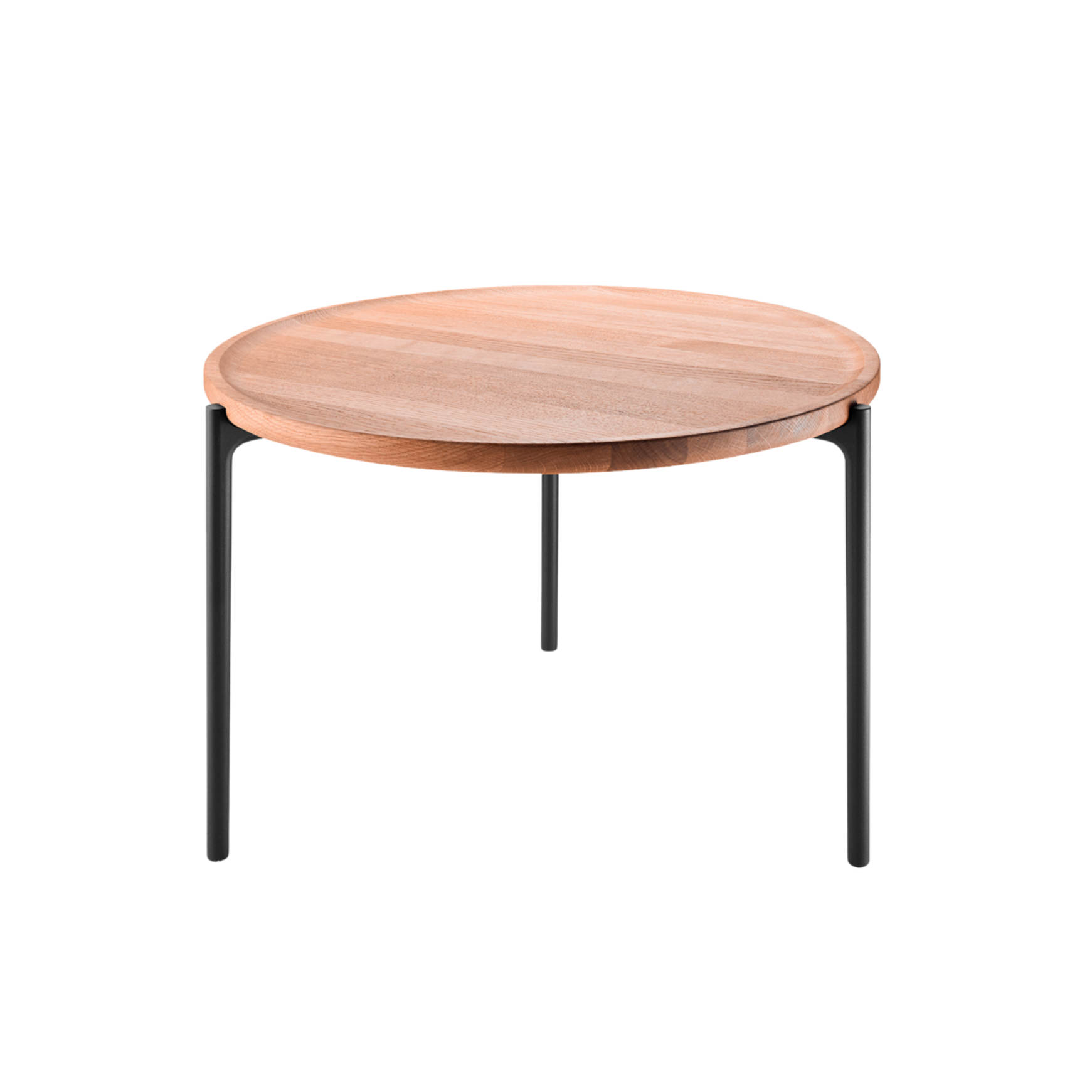 Round Side Table SAVOYE Natural Oak with Black Base