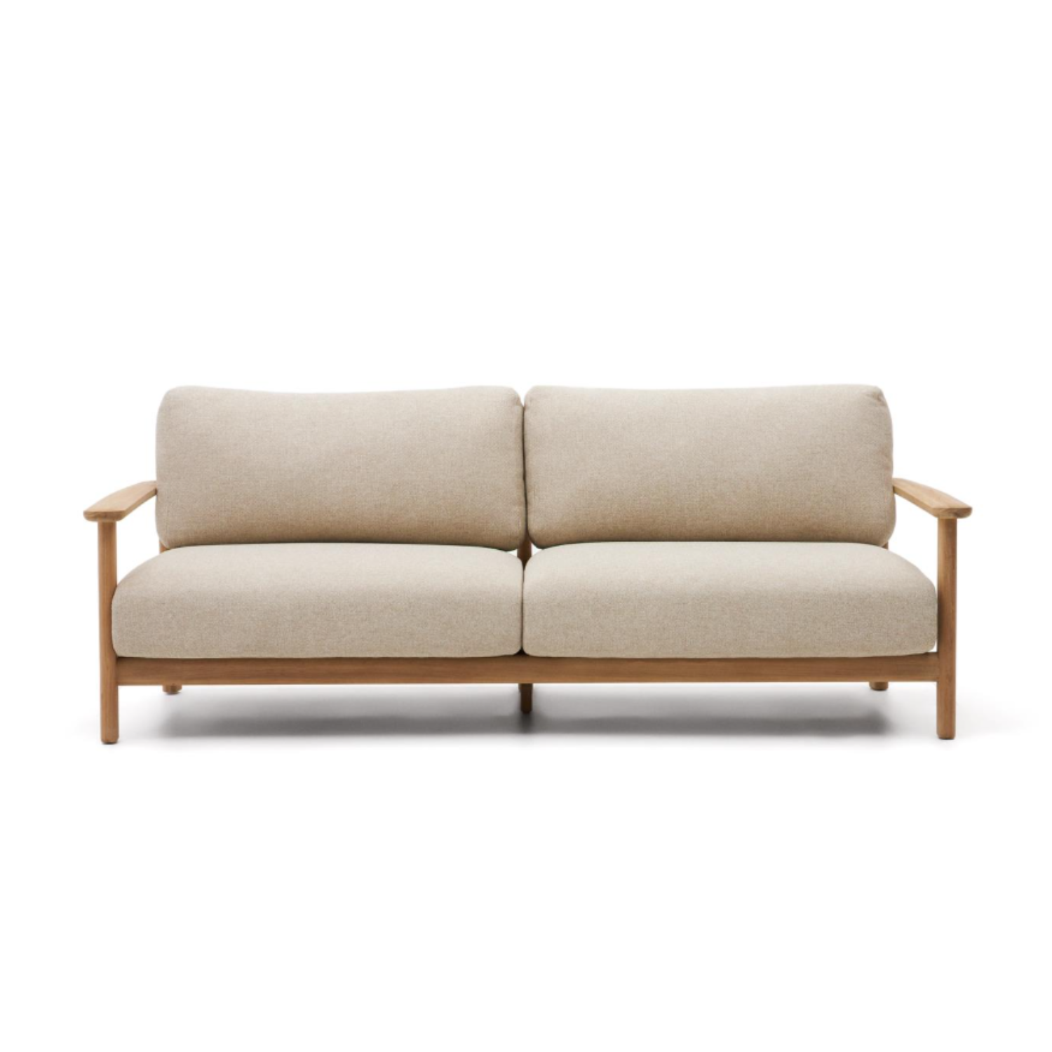 3-Seater Sofa TIRANT Beige with Wooden Base