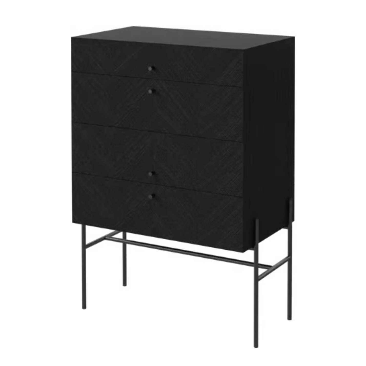 Komoda LUXE čierne dubové drevo s čiernym podstavcom