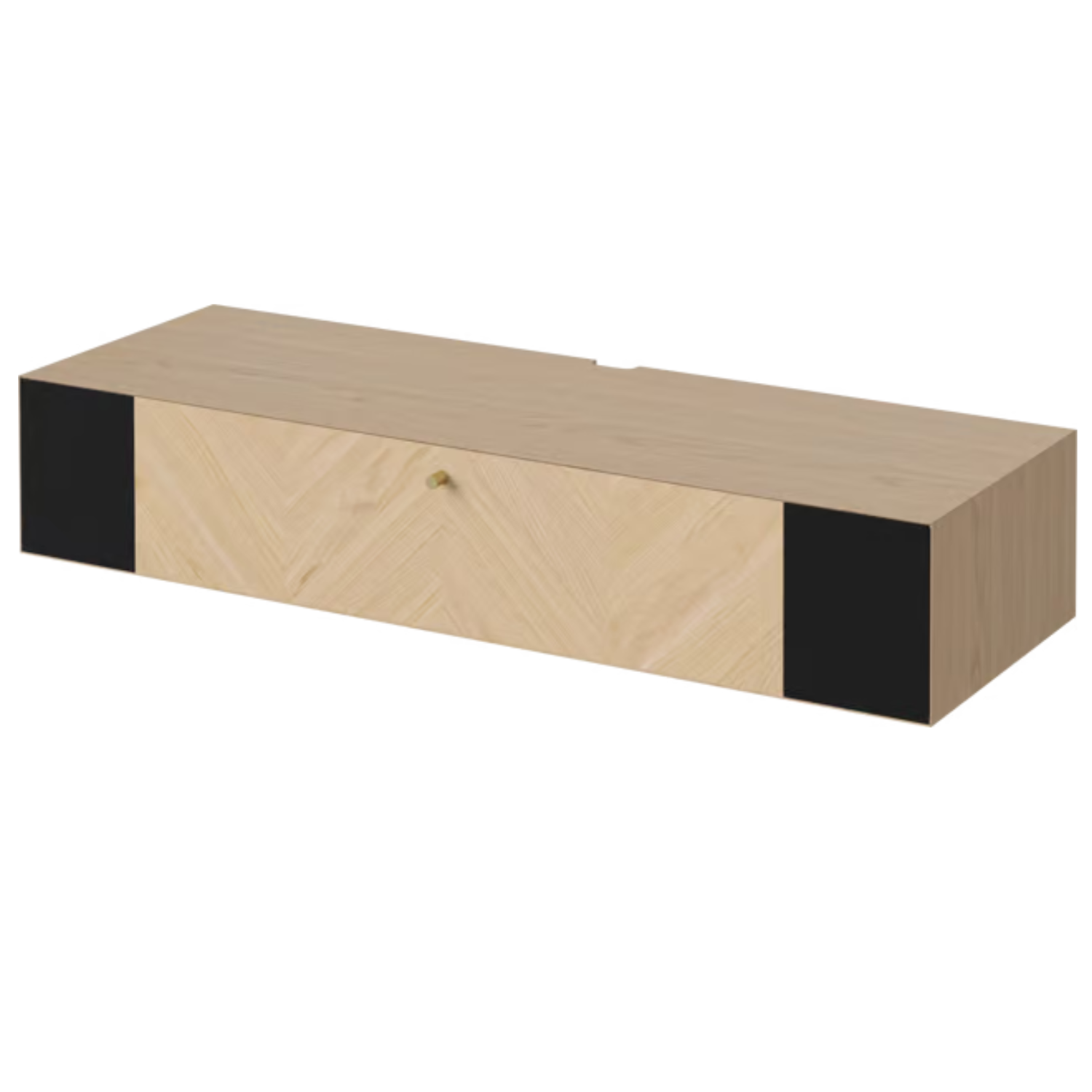 Skriňa s ozvučením LUXE bielené dubové drevo s čiernym podstavcom