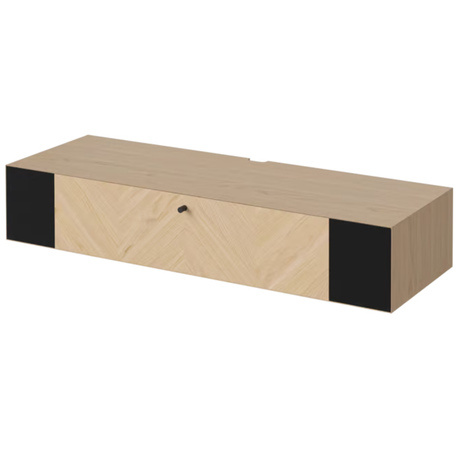 Skriňa s ozvučením LUXE bielené dubové drevo s čiernym podstavcom