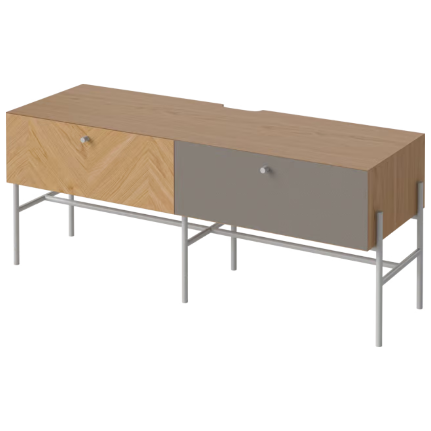 Skriňa s ozvučením LUXE z dubového dreva so sivým podstavcom