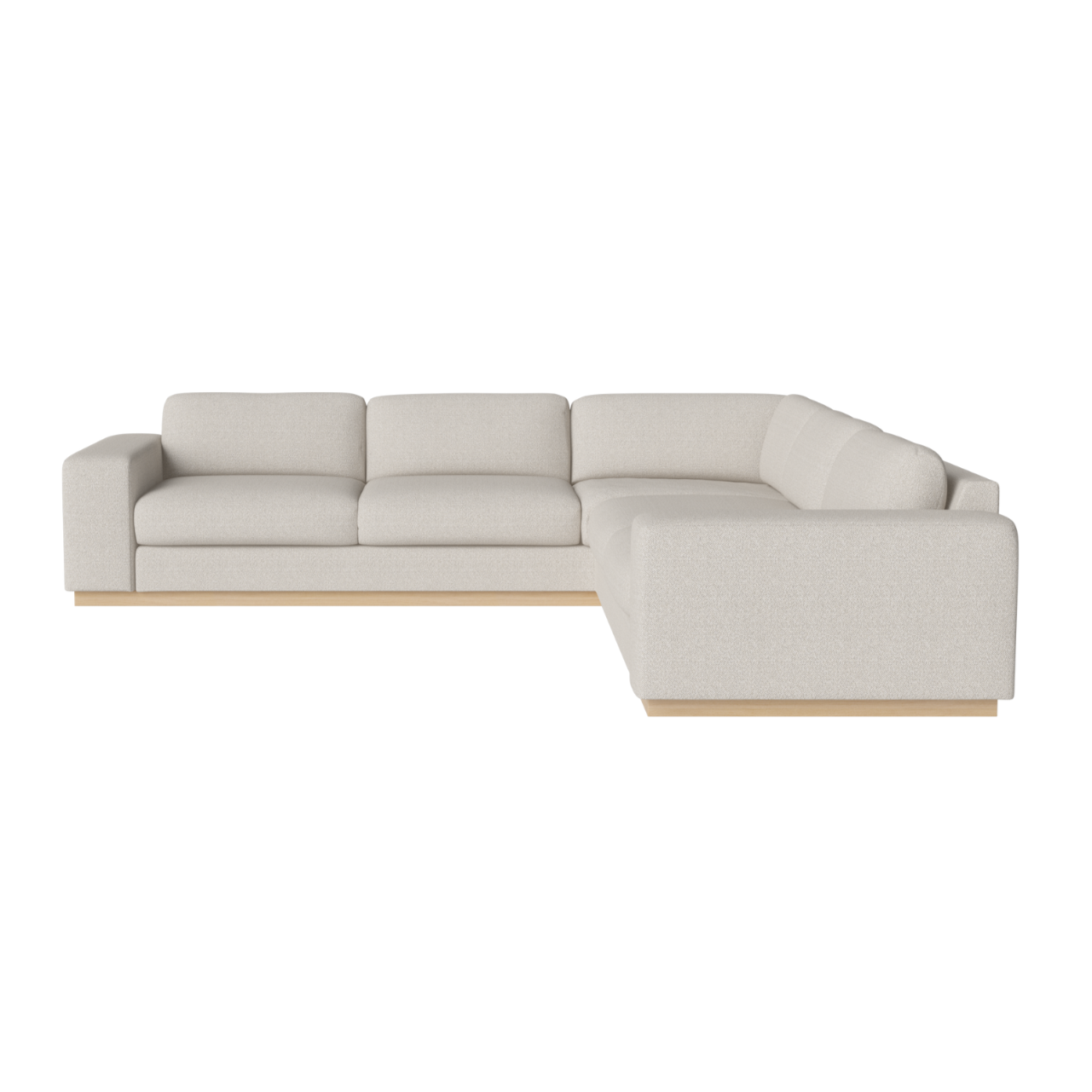 Symetrický rohový gauč SEPIA s podstavou z bieleného dubového dreva