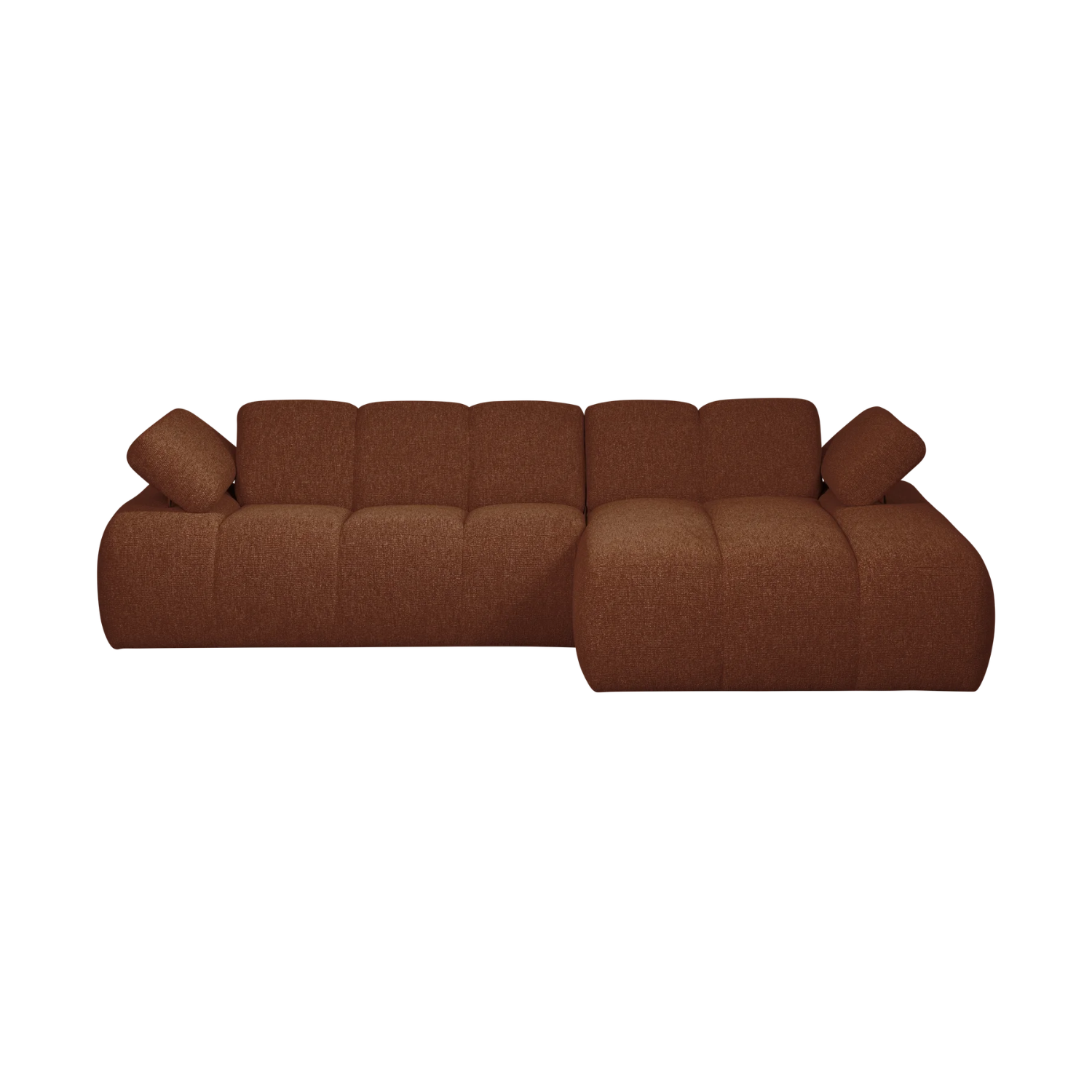 Right-facing modular corner sofa MOJO in brown bouclé