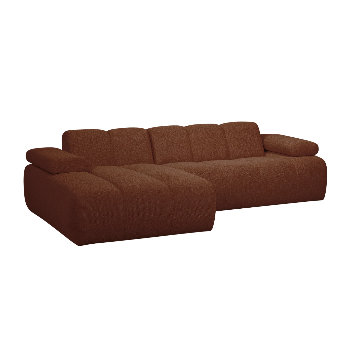 Left-facing modular corner sofa MOJO in brown bouclé