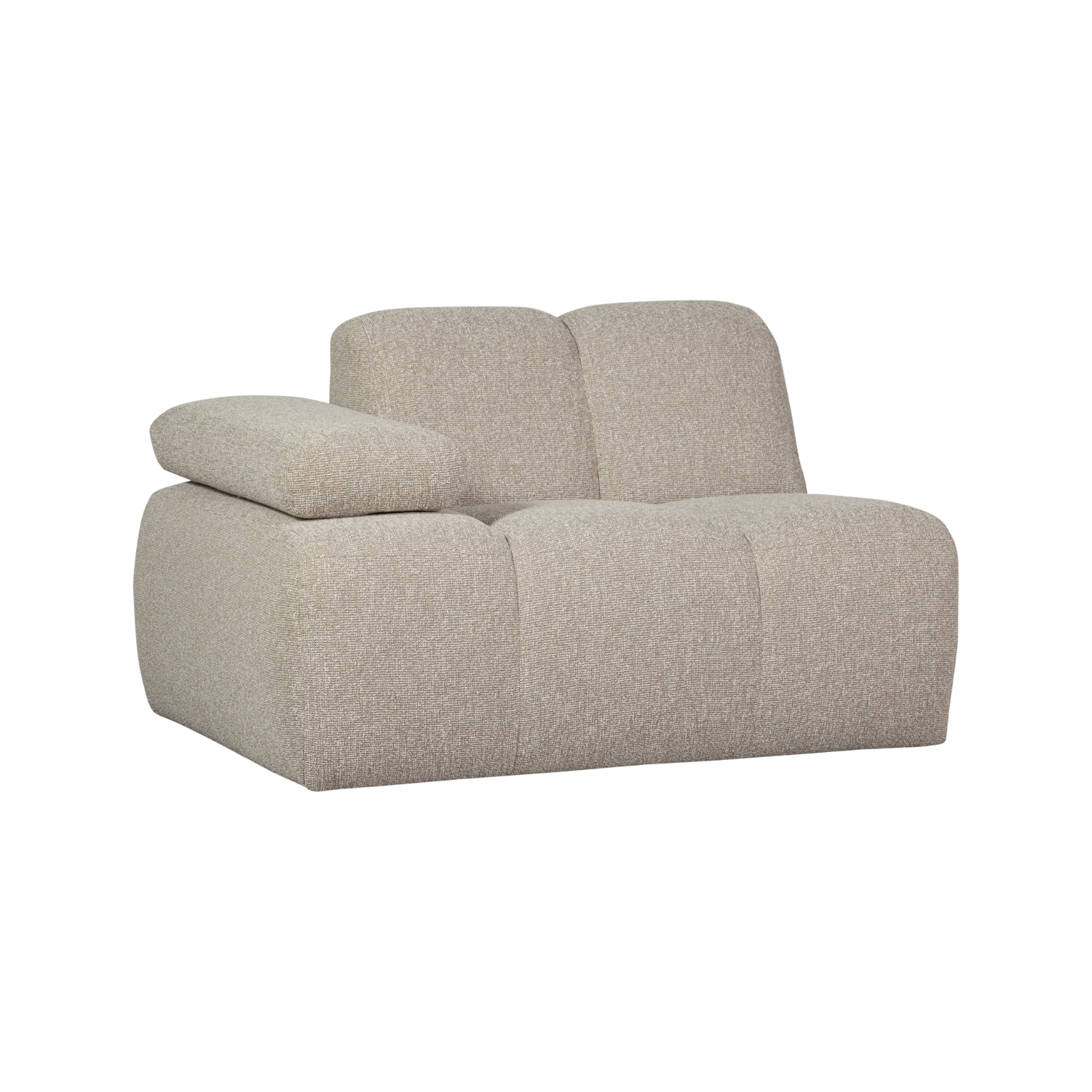 Sofa modułowa MOJO - element lewostronny beżowy melanż bouclé