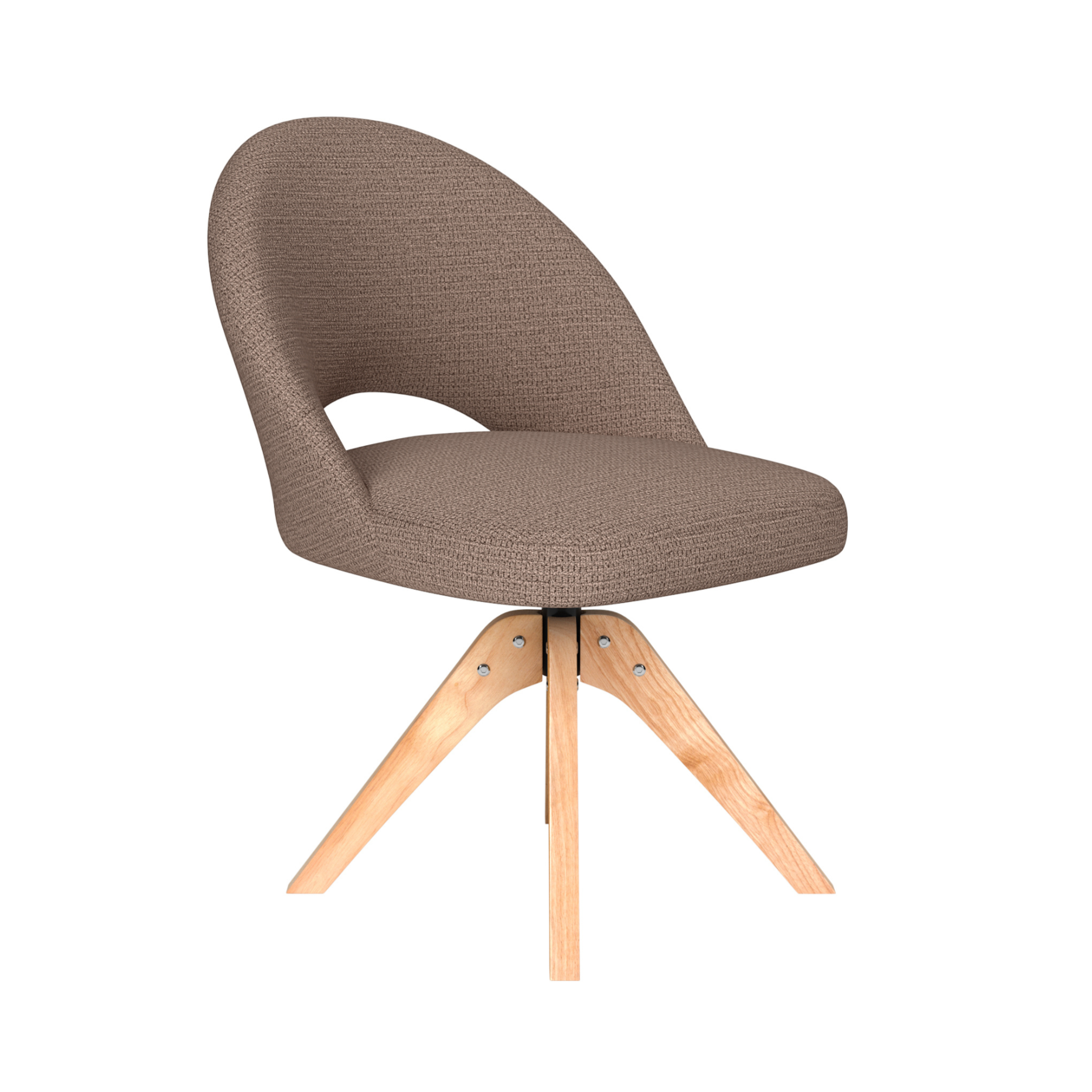 MICK taupe swivel chair with wooden base