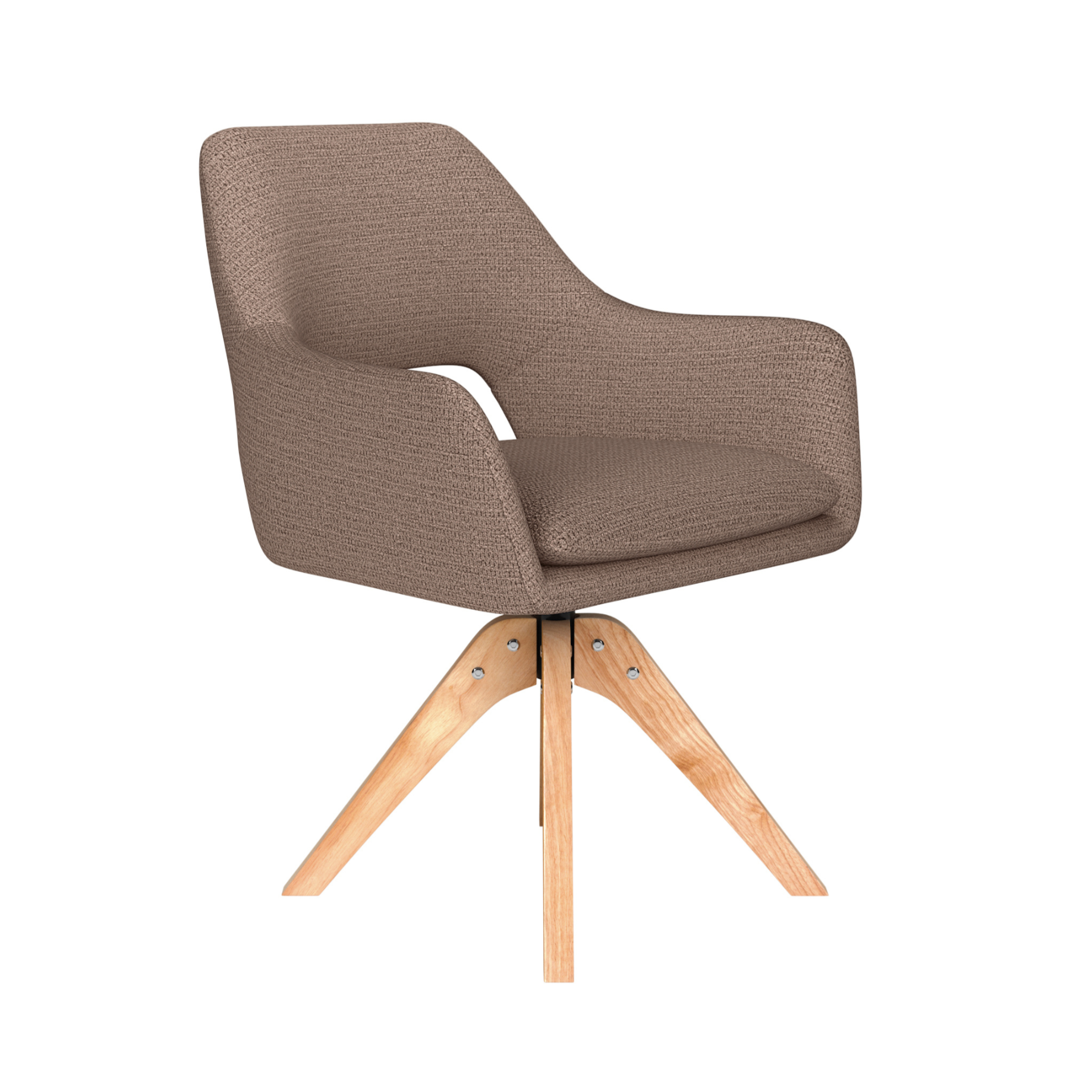 MOS taupe swivel chair with wooden base