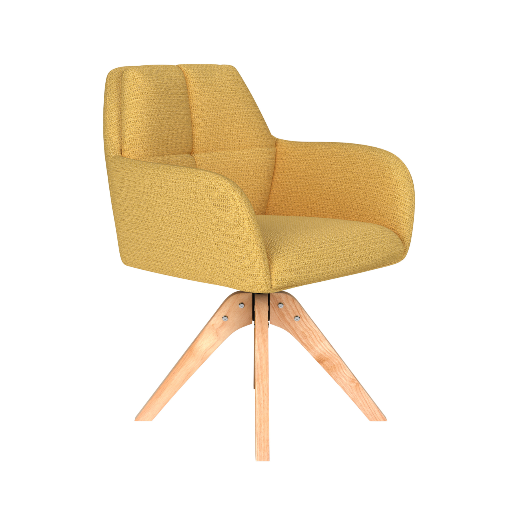PETE swivel chair yellow with wooden base