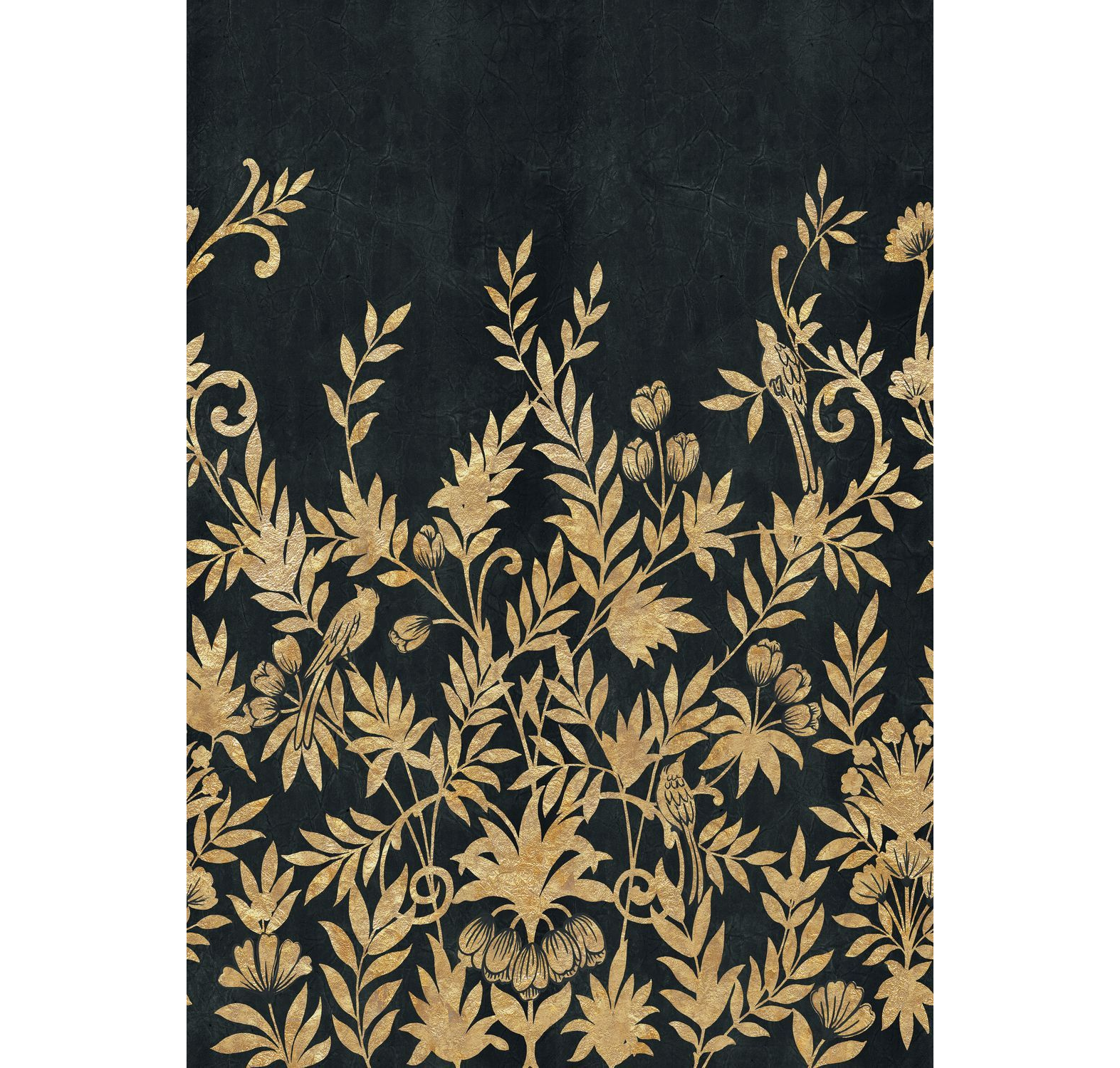 Black and Gold Botanical Leaf Mural JARDIN DE DIANE