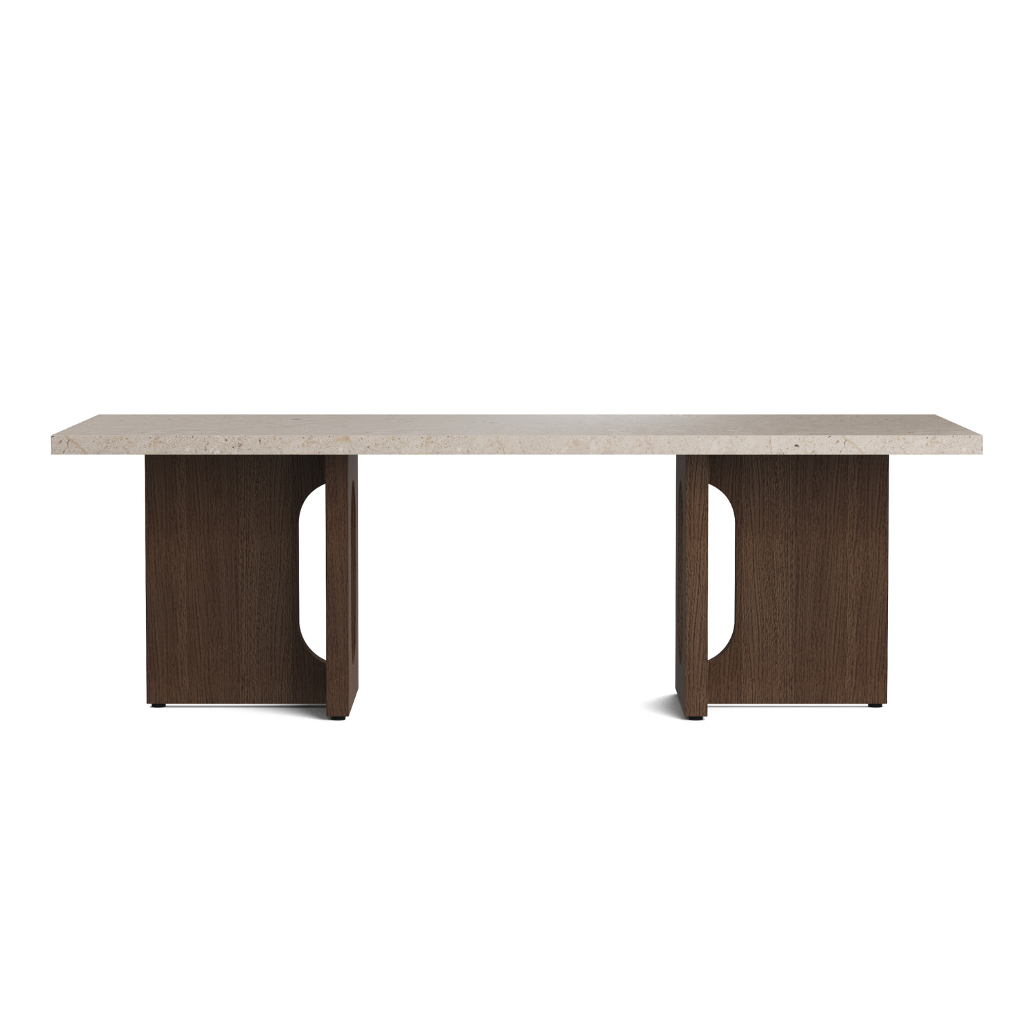 ANDROGYNE coffee table beige marble with dark oak base