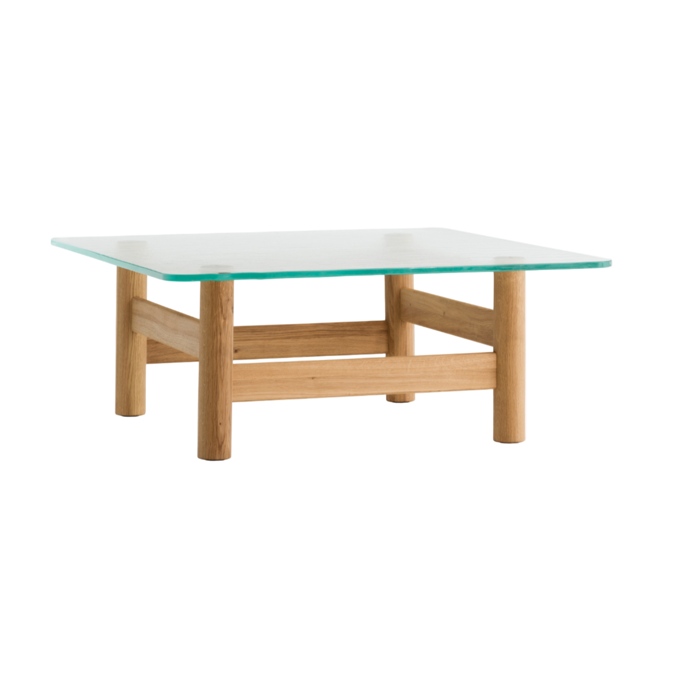 BRASILIA coffee table with glass top and oak base