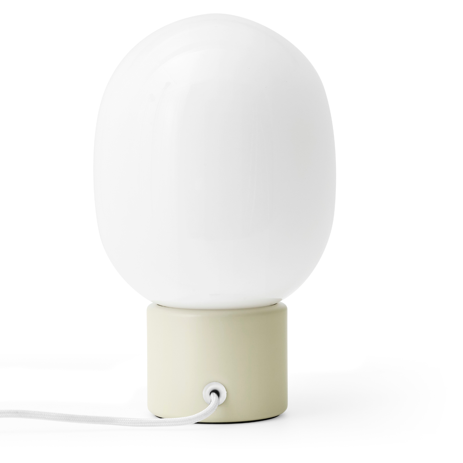 Stolná lampa JWDA z fúkaného skla s krémovým podstavcom