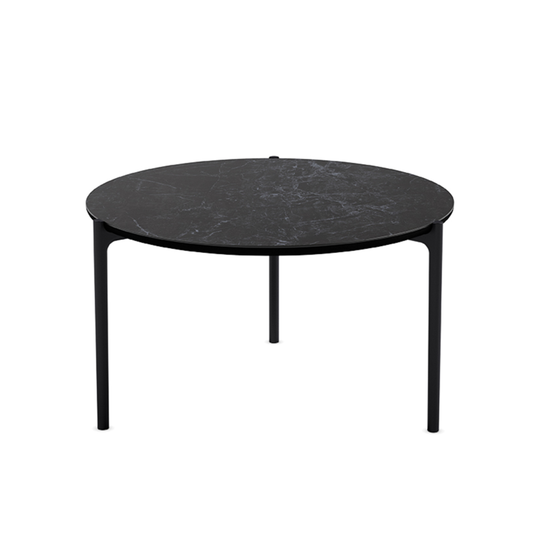 Round coffee table SAVOYE black ceramic with black base