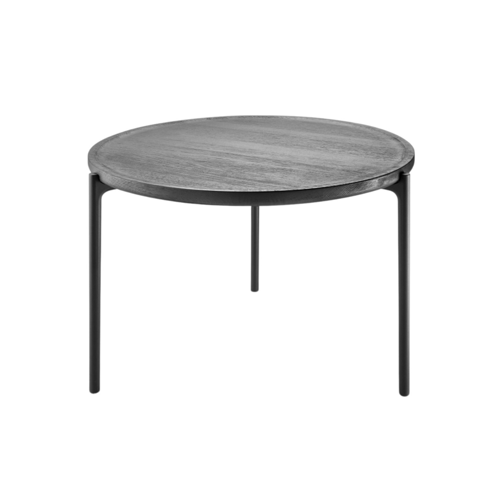 Round Side Table SAVOYE Black Oak with Black Base