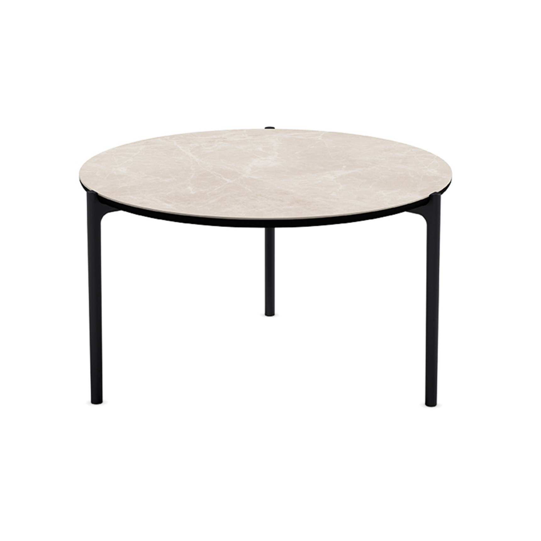Round coffee table SAVOYE beige ceramic with black base