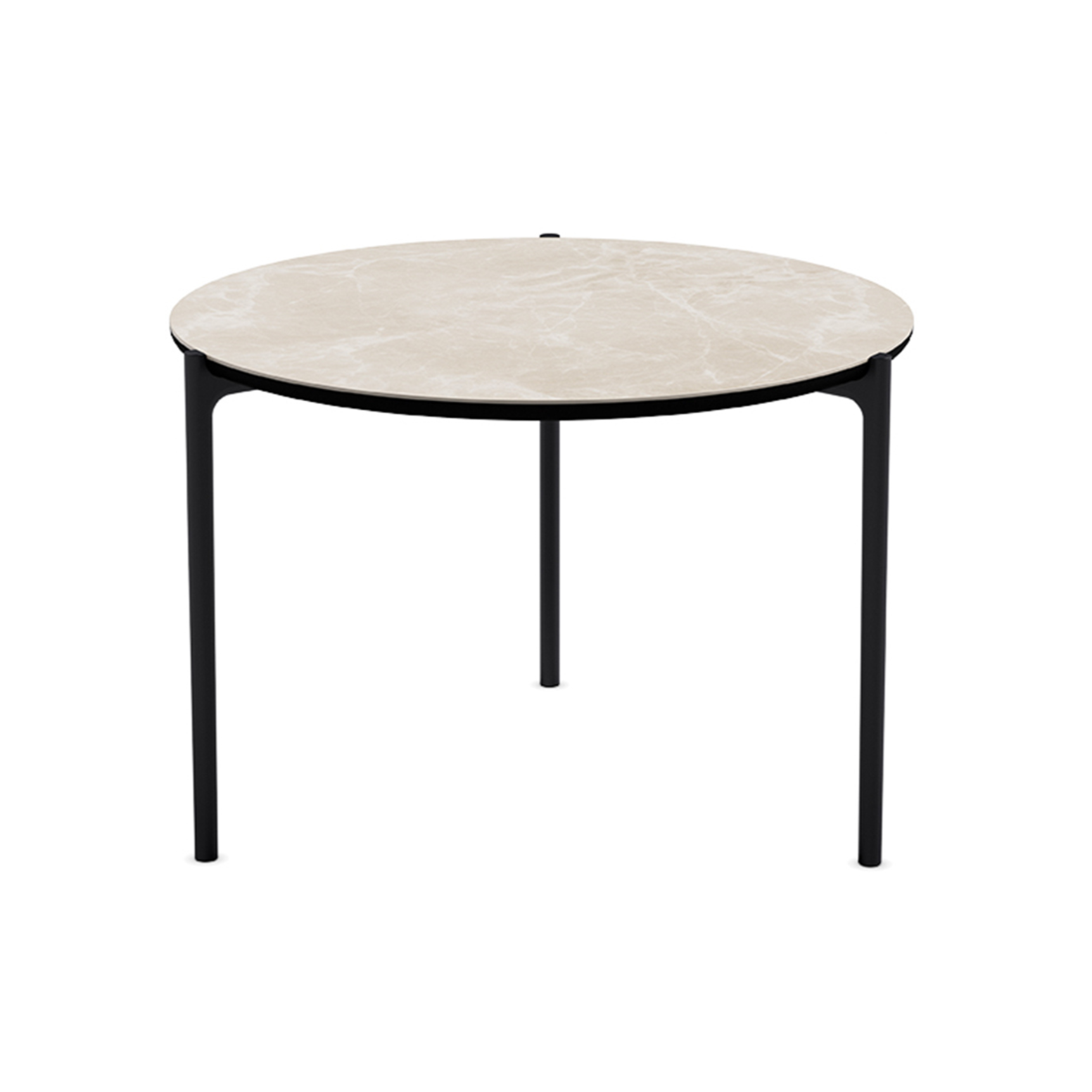 Round Side Table SAVOYE Beige Ceramic with Black Base