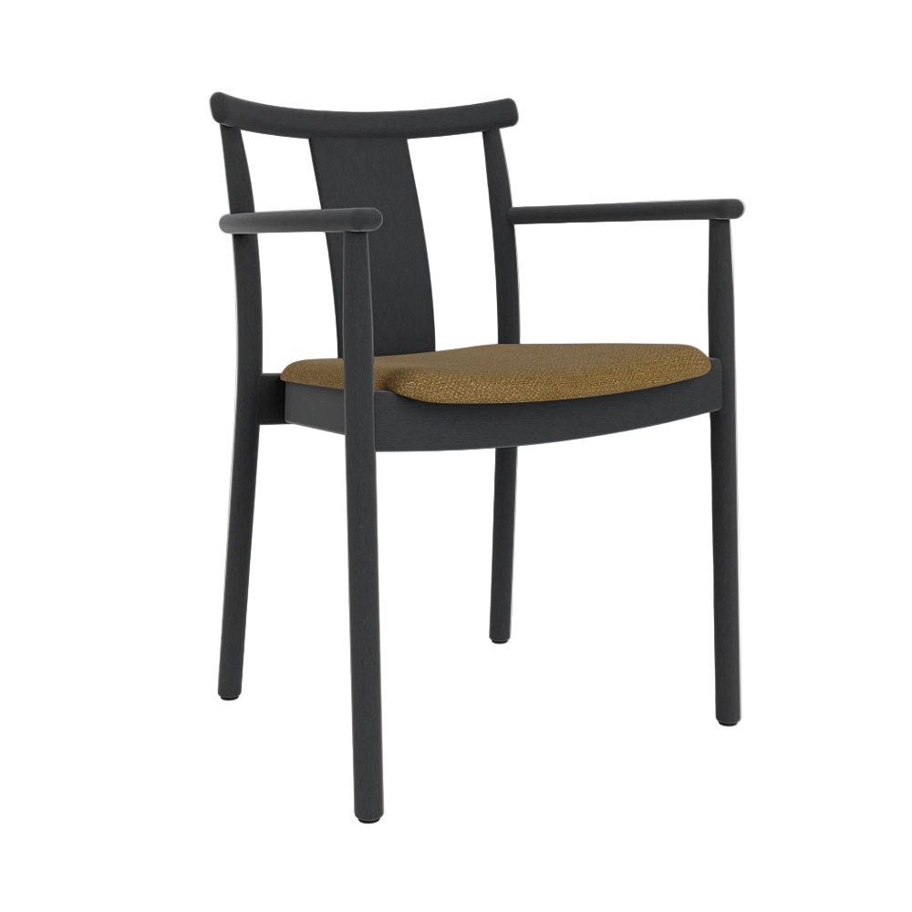 MERKUR chair black oak wood with green seat