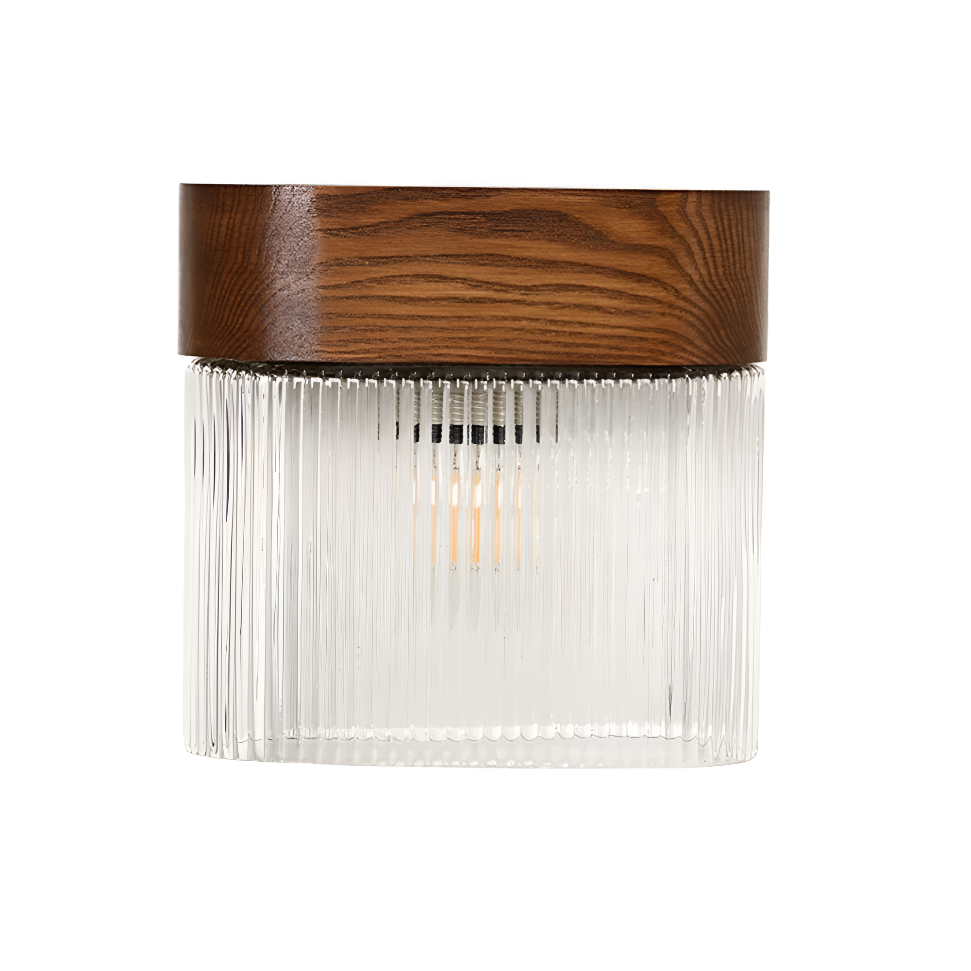 FLUMINA wall lamp with ribbed glass and ash wood