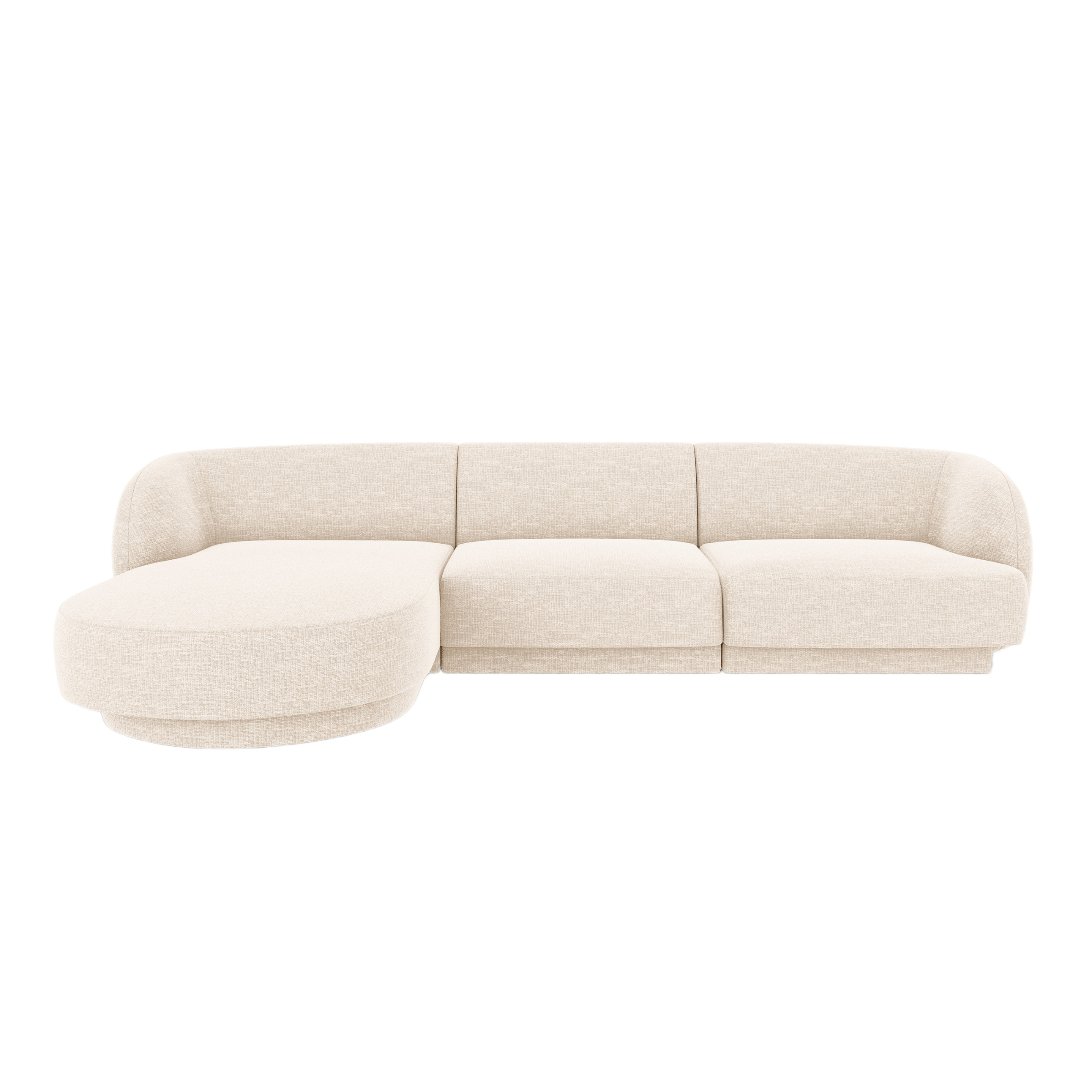 4-seater left-facing corner sofa MILEY light beige silky chenille