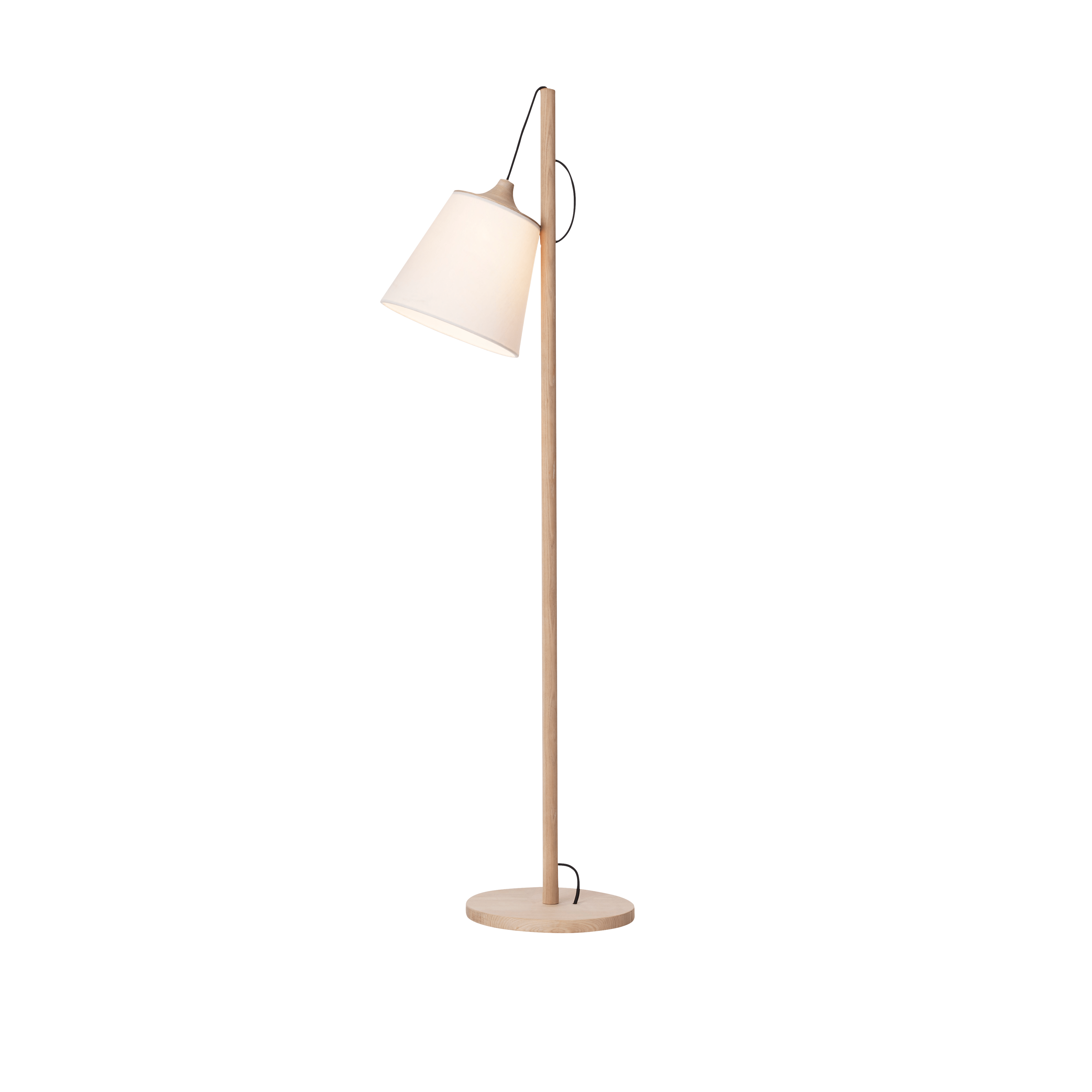 Lampa podłogowa PULL biały z dębową podstawą