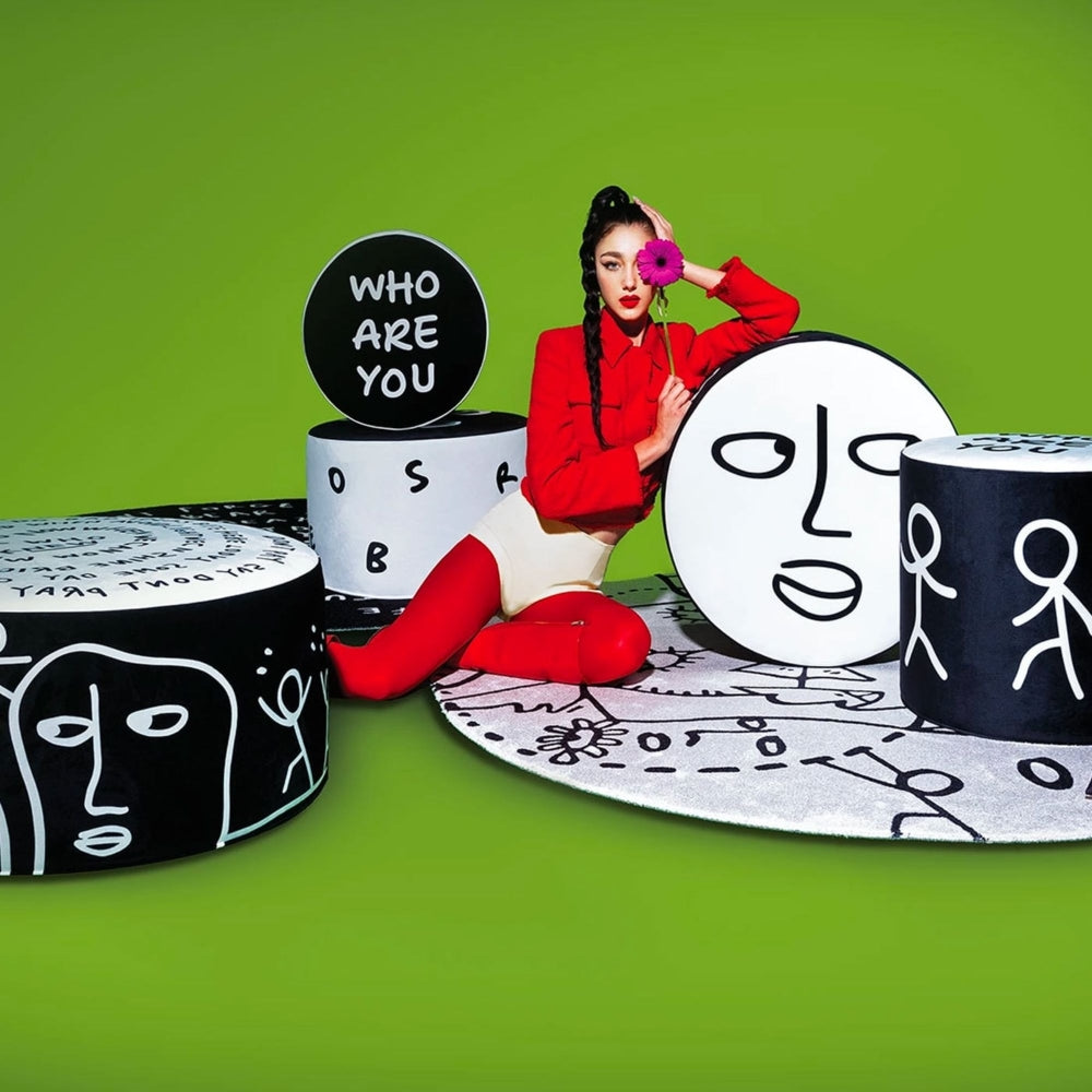 Puf POLNOČNÝ MONOLÓG bielo-čierny