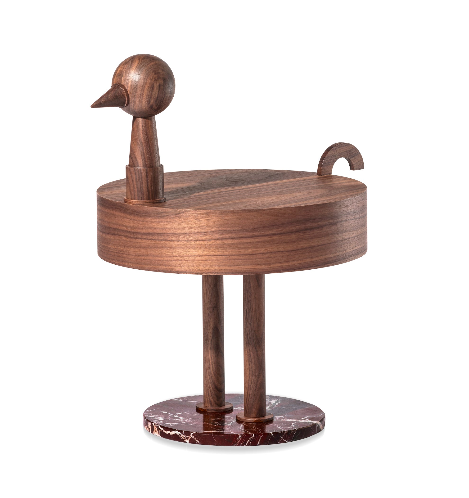 RARA AVIS coffee table with walnut veneer and marble base