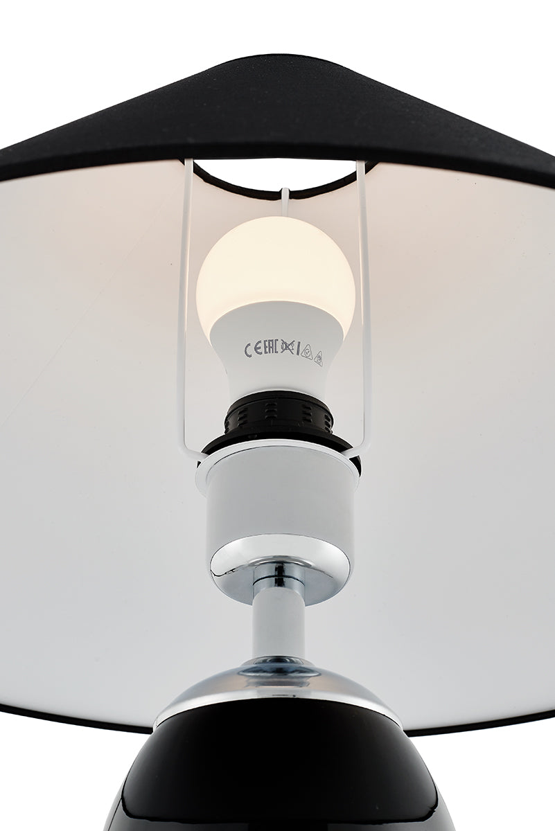 Stolná lampa REA čierna s čiernym podstavcom a strieborným povrchom