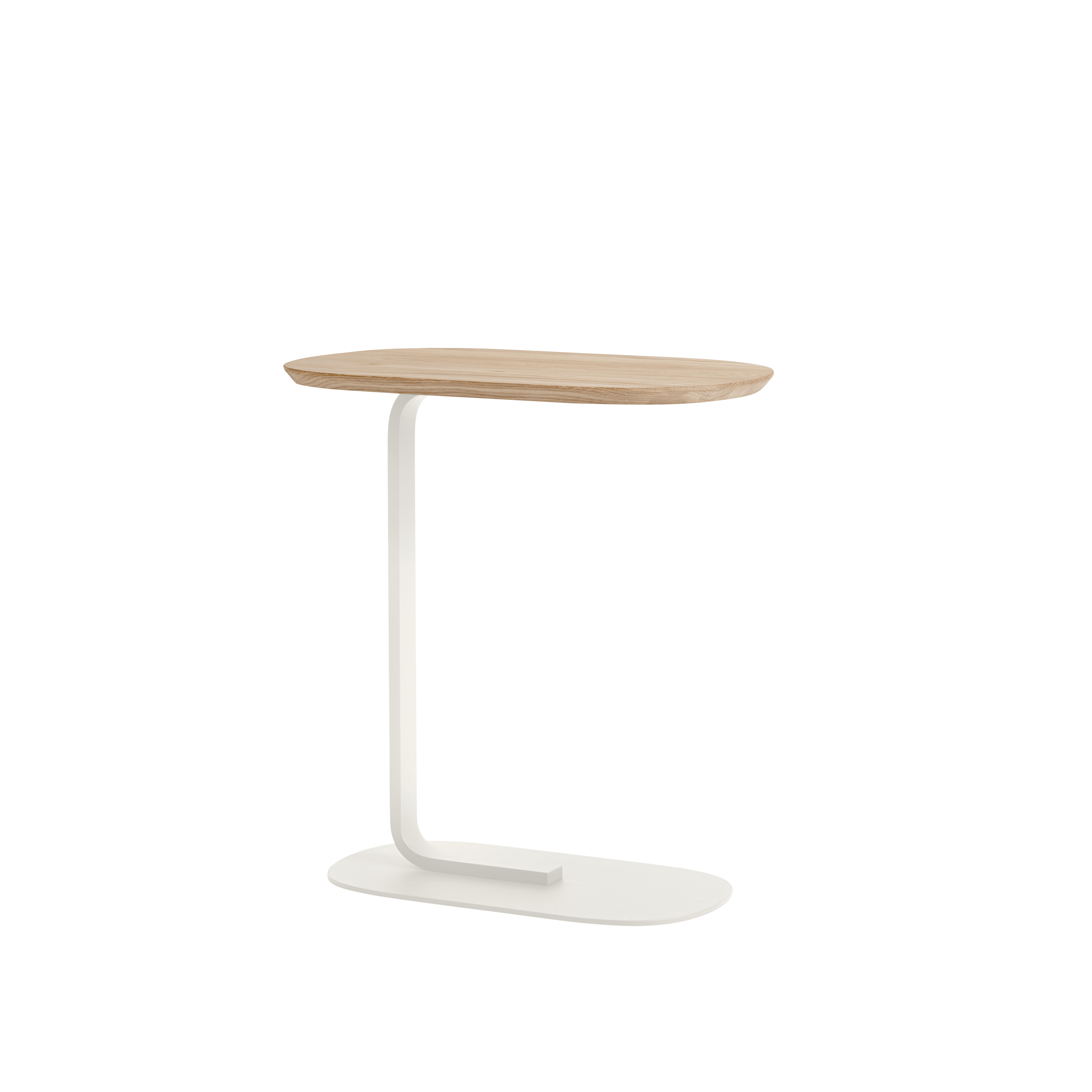 RELATE side table in oak wood with a broken white base