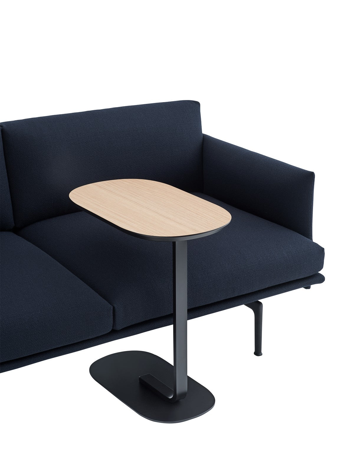 RELATE side table with oak laminate and black base