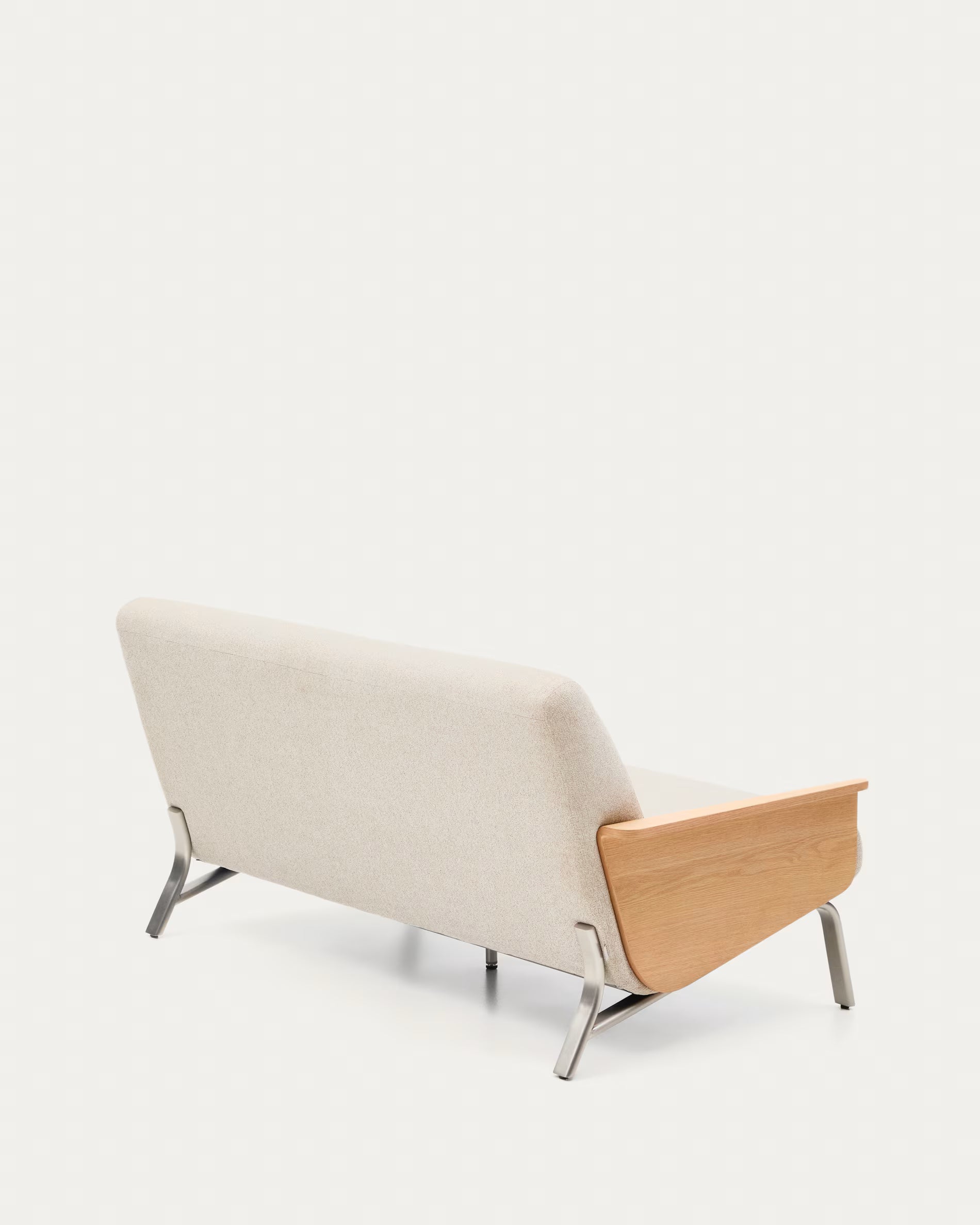 2-seater Sofa AMSEN beige with oak plywood and steel base