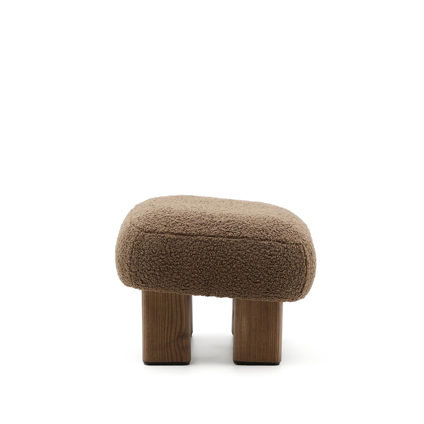 NEMA brown boucle pouf with a dark ash base