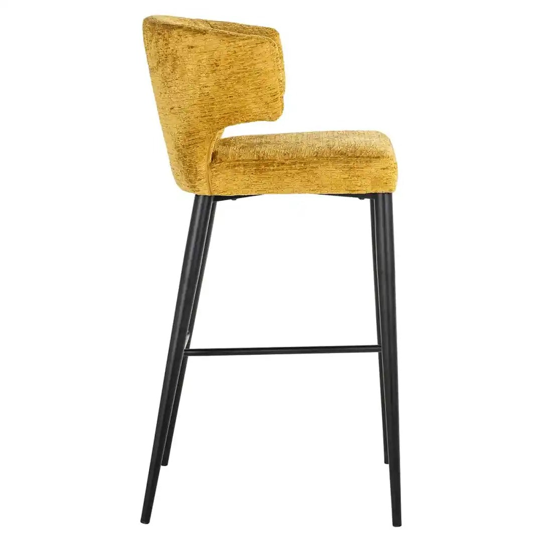 TAYLOR yellow bar stool with black base