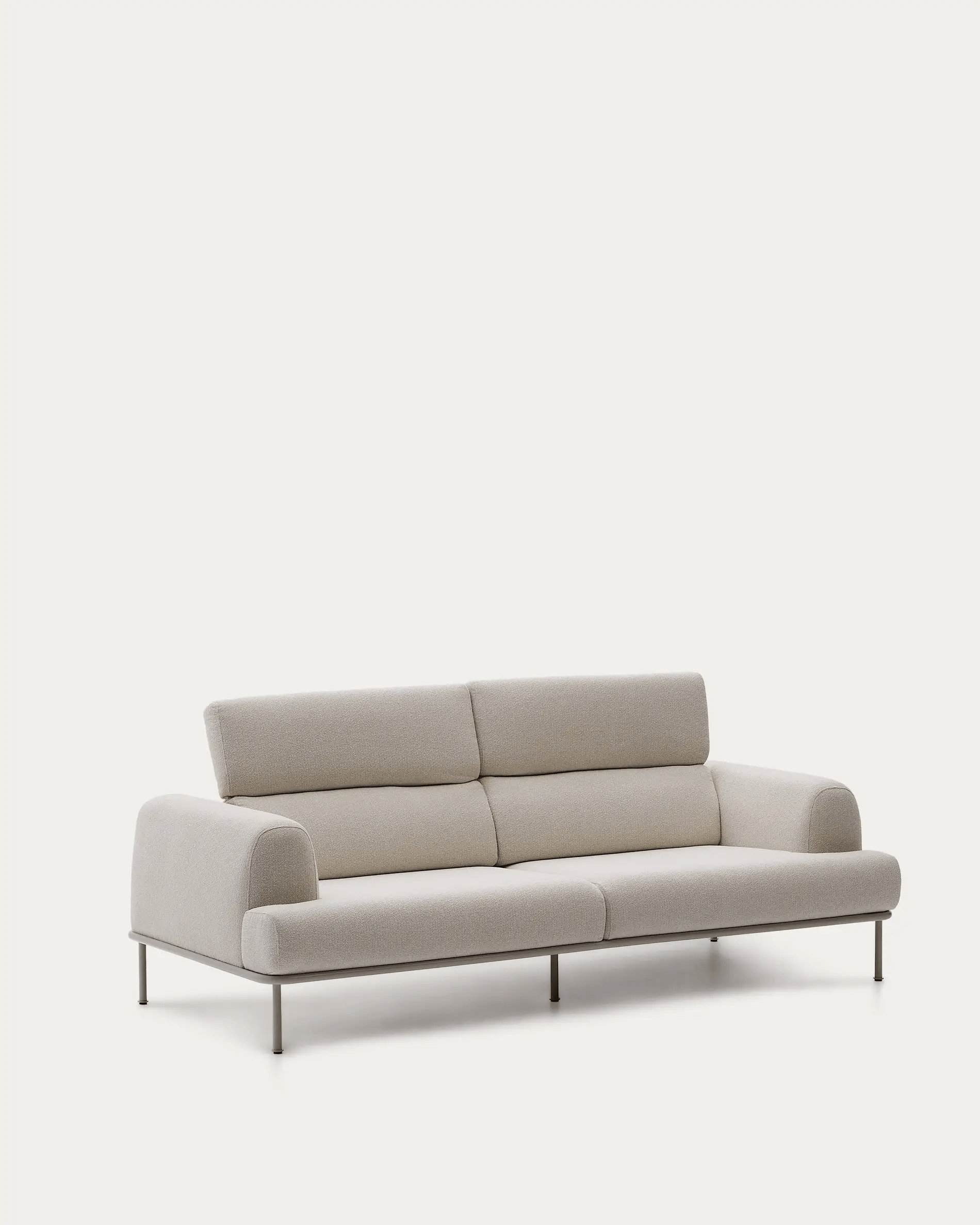 3-seater AURUM ecru chenille sofa with a beige base