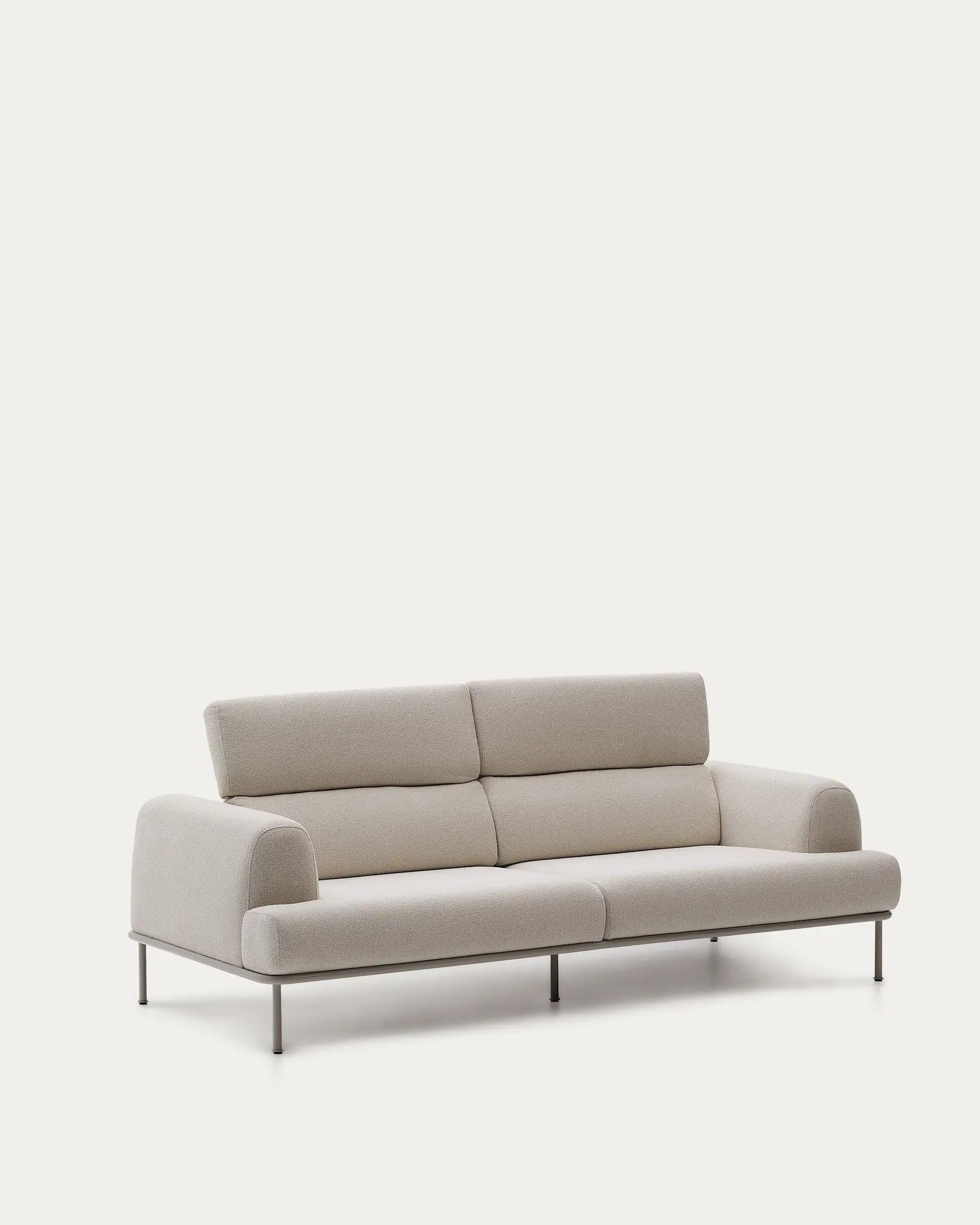 3-seater AURUM ecru chenille sofa with a beige base