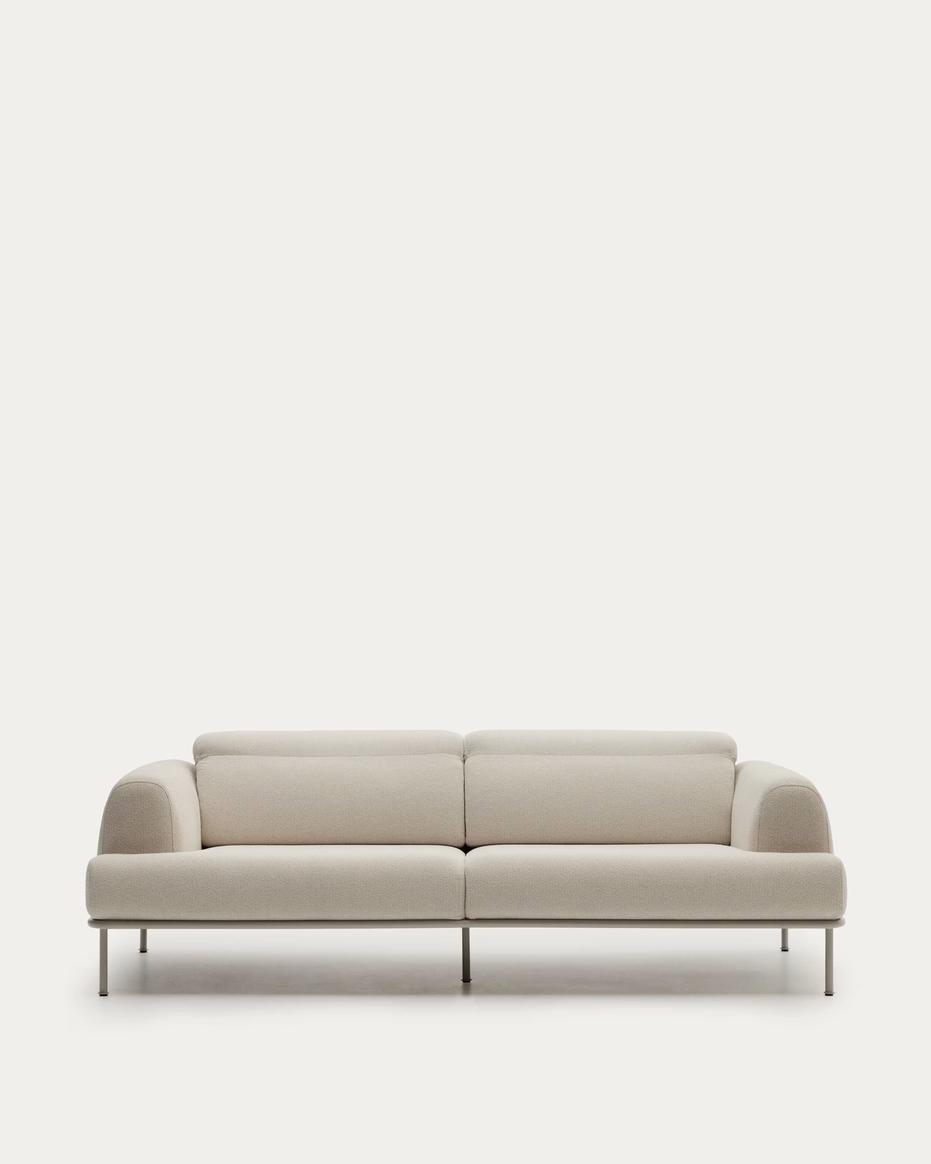 3-seater AURUM ecru chenille sofa with a beige base
